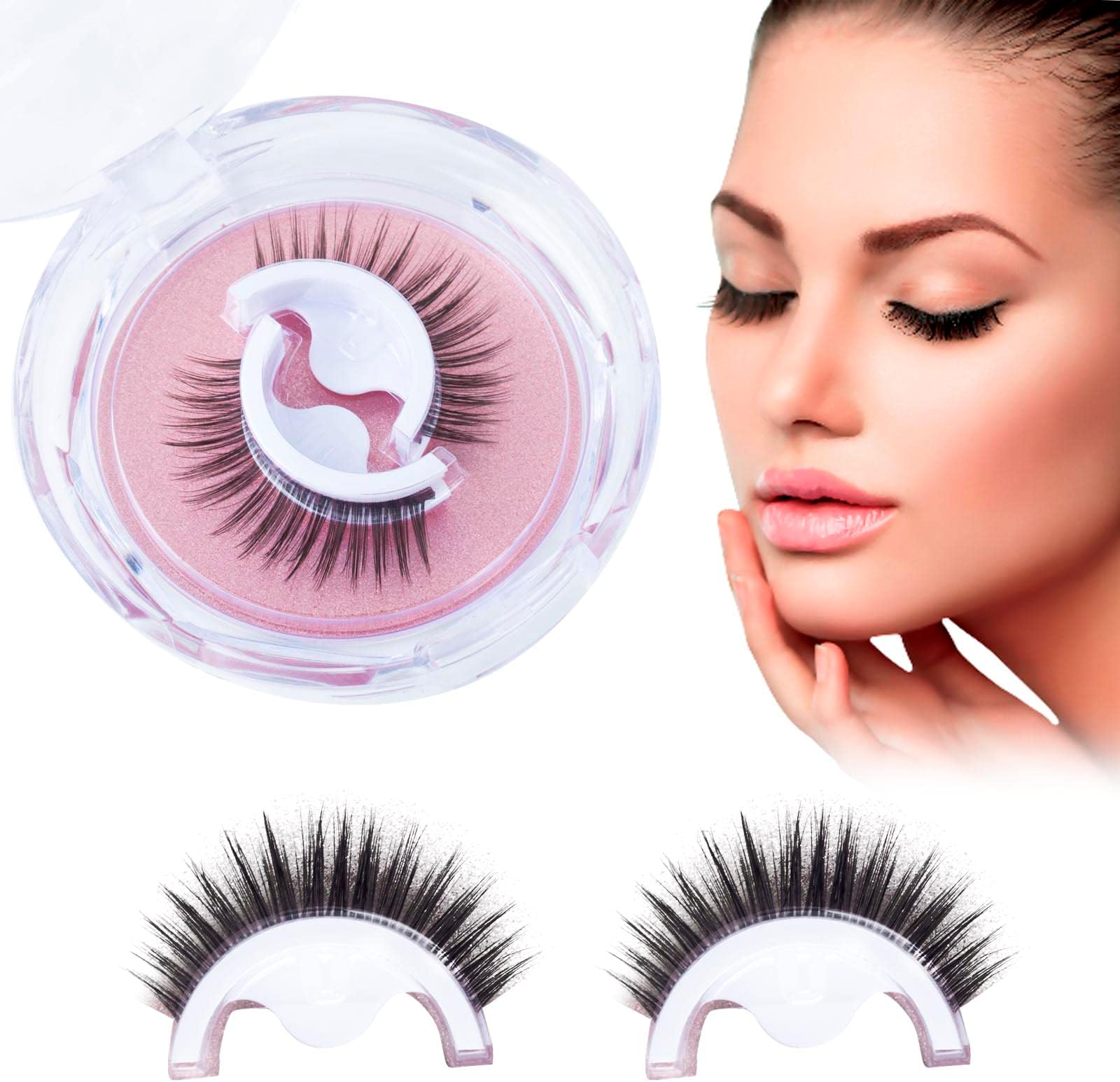 AWAVM False Eyelashes,1 Pair False Eyelashes Natural,Wispy Eyelashes,Self Adhesive Eyelashes,Reusable 3D Lashes,Self Stick Lashes Reusable Waterproof Natural False Lashes,No Glue/Eyeliner Needed