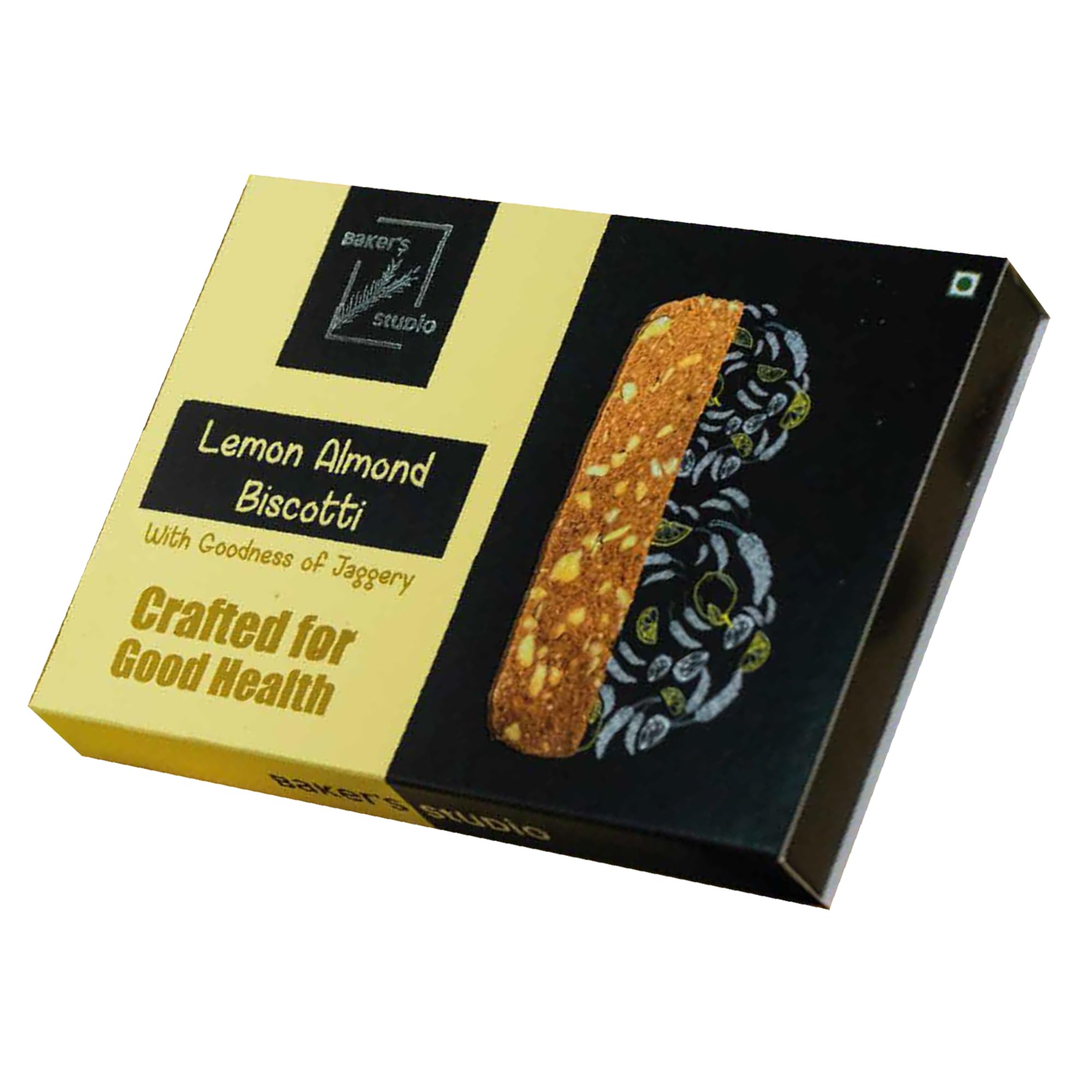 Lemon Almond Biscotti 200gm - No Maida & No Sugar | Thin, Crispy Biscuits with Lemon Zest & Almonds | Naturally Sweetened with Jaggery | Made with Jowari Flour & Milk Solids