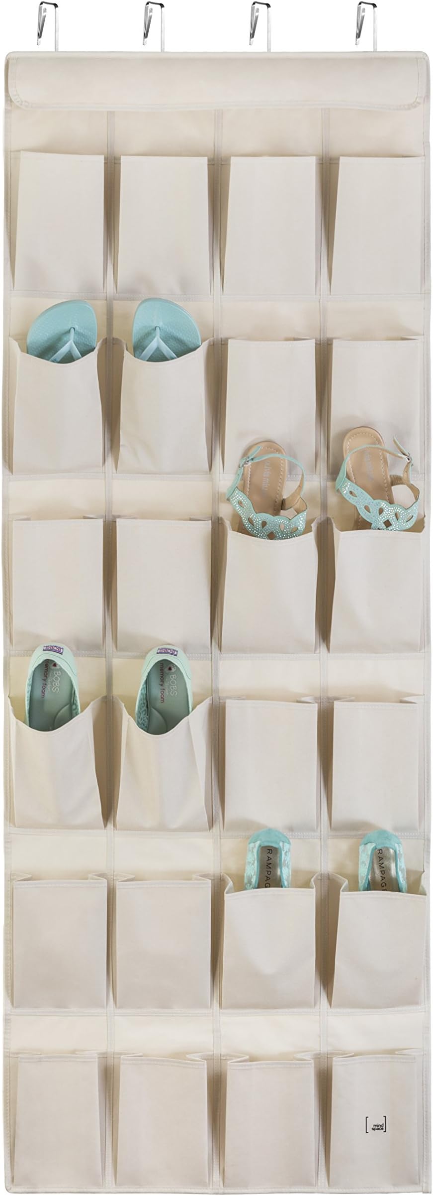 Mindspace Over The Door Shoe Organizer Rack | Hanging Shoe Organizer For Closet for Closet Organization & Laundry Room, Pantry, Bathroom Organizer