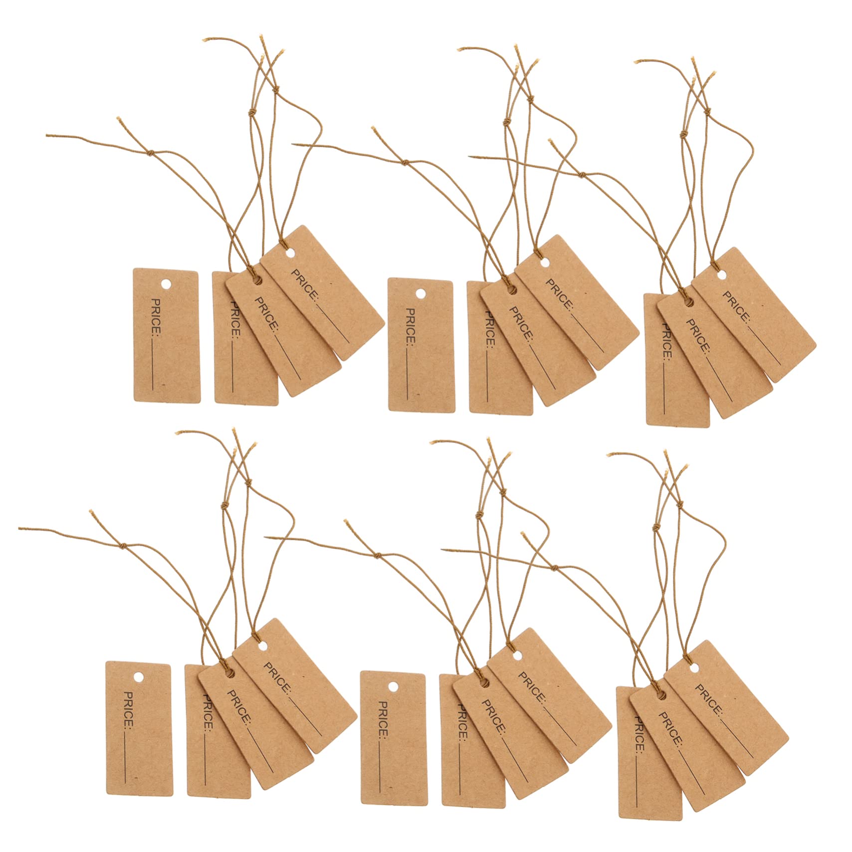 Housoutil 5 Sätze Elastisches Seiletikett Für Handwerksschilds Etiketten Hängendes, Aufgereihtes Etikett Gold Schlüssel Einzelhandel Schmuck Karten Hellbraun Kraftpapier 100 Stück * 5