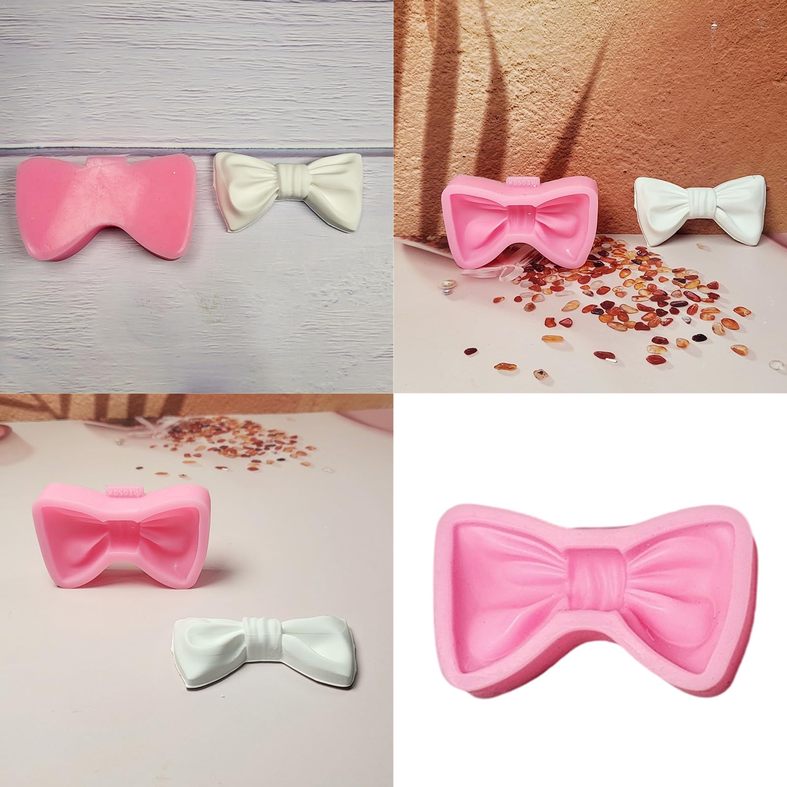 HUANGTNG 3D Bowknot Silicone Molds for Making Candle Soap Fondant Chocolate Candy Baking Epoxy Resin Silicone Molds