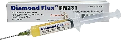 FN231 Flujo de soldadura para electrónica NoClean Pasta Gel RMA ROL0 en jeringa de 0.35 oz para reparación y soldadura de placas de circuito impreso.