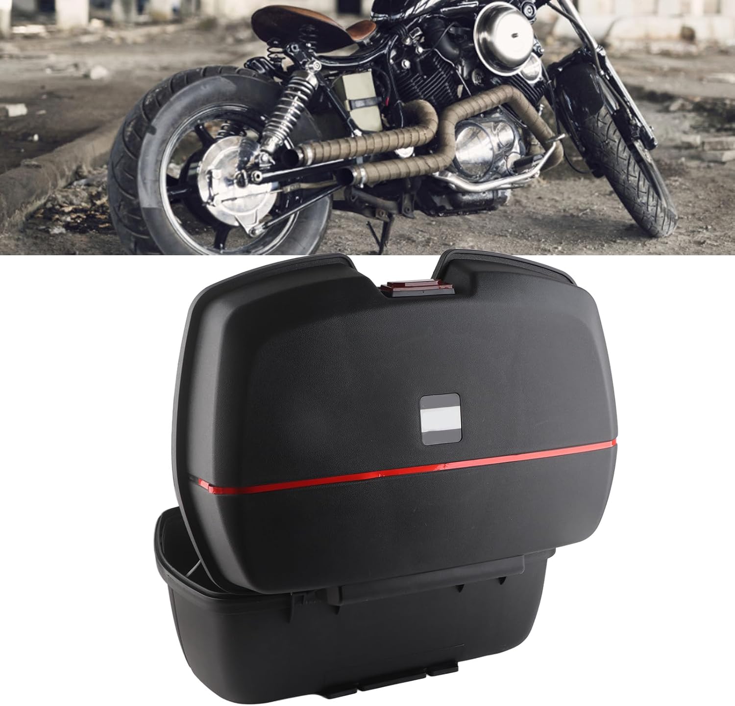 Rear Top Case 45L Storage for Scooters and Bikes Tail Box with Reflective Light Universal Fit for Helmets and Gear