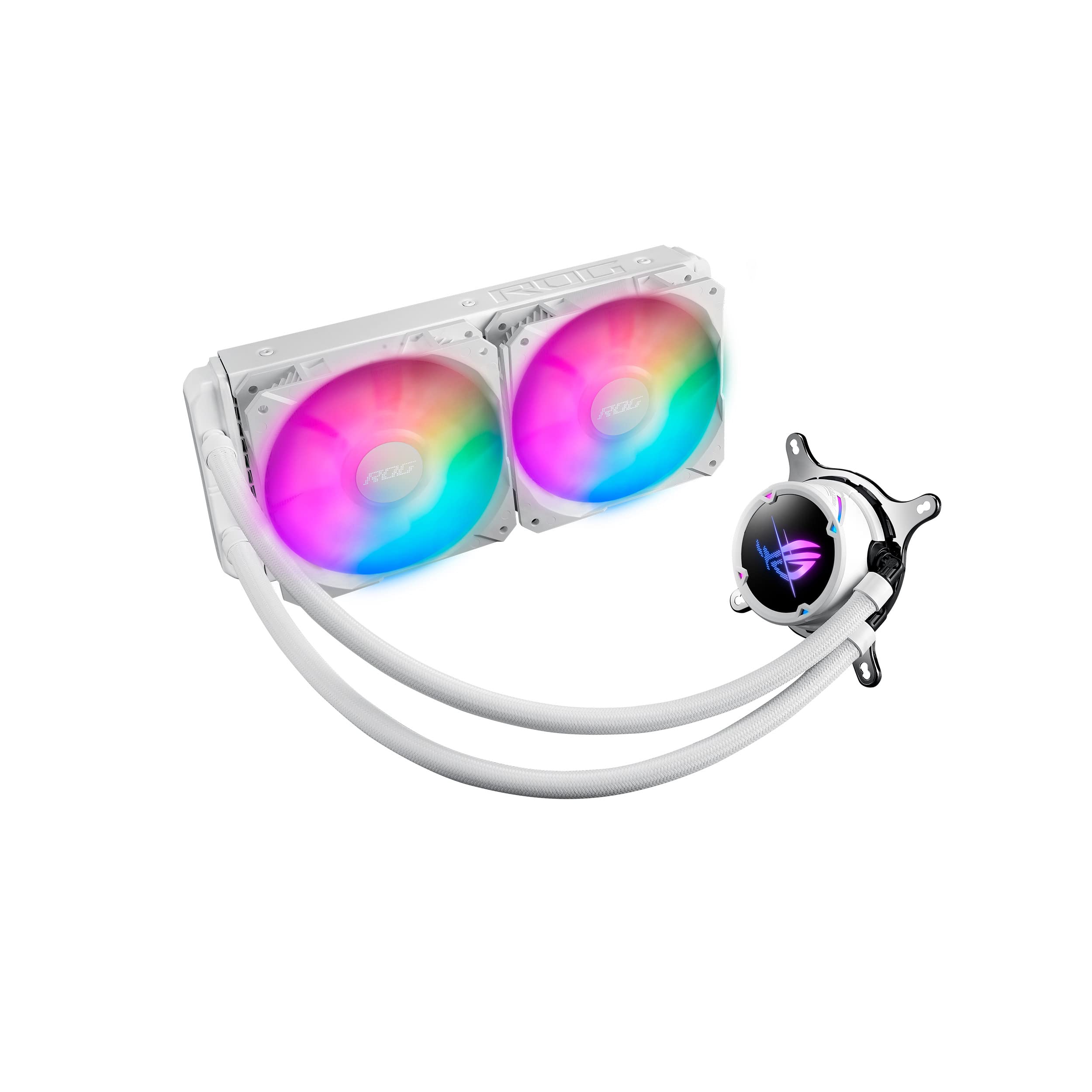 Asus ROG Strix LC II 240 ARGB, White Edition, All-in-one AIO Liquid CPU Cooler 240mm Radiator, Intel LGA1700, 2X 120mm 4-pin PWM Addressable RGB Radiator Fans - White
