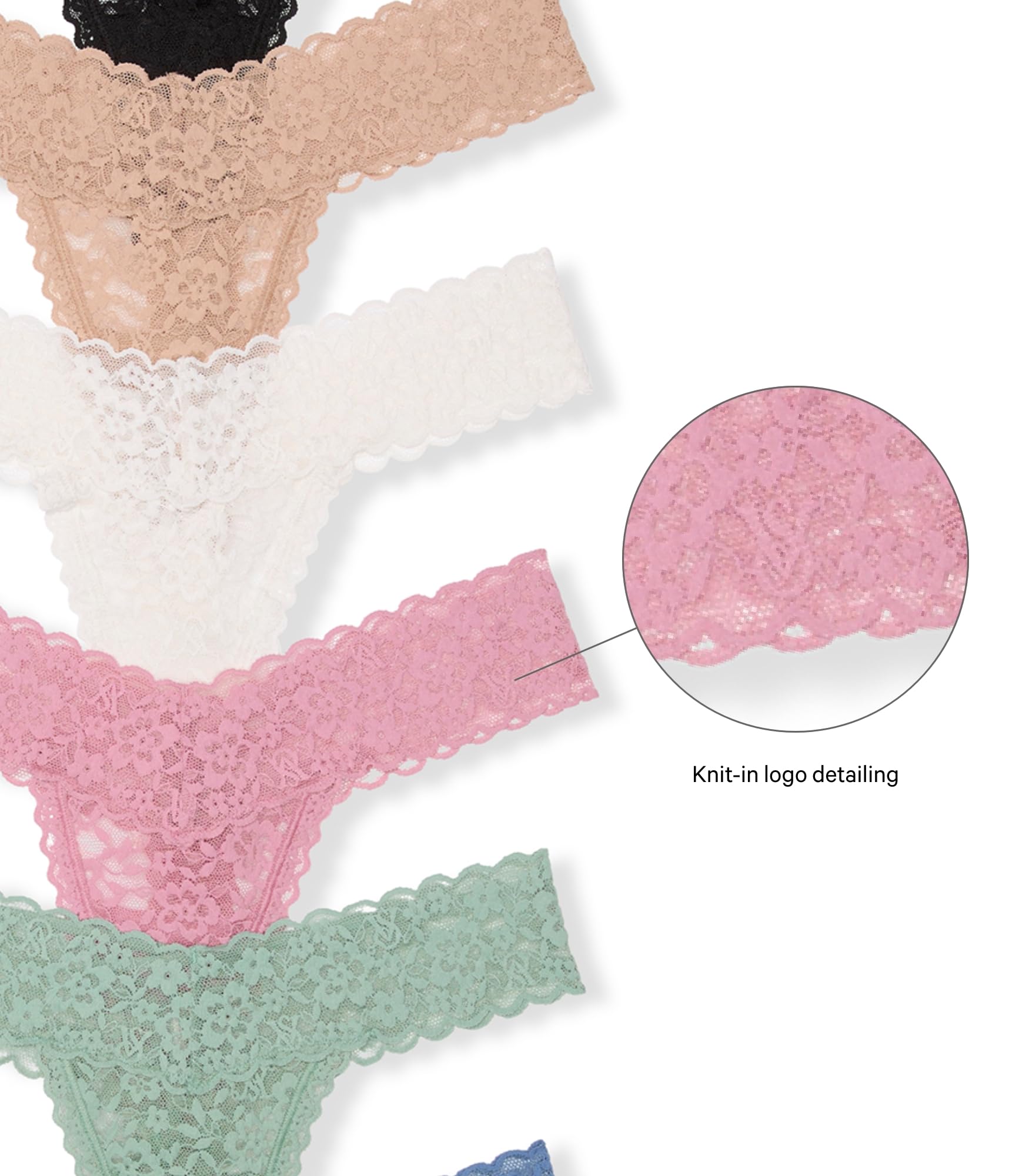 Victoria's Secret Women's Lace Thong Underwear, Panties for Women, Multi Pack: Medium Nude & Pastel Pack