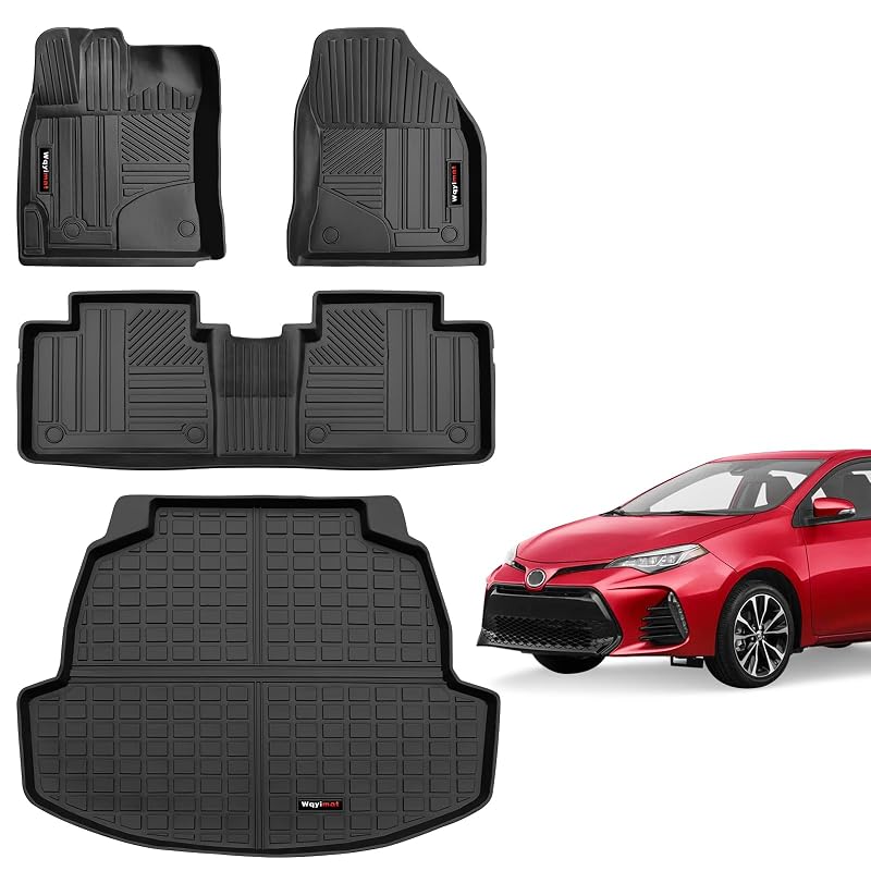 Jogo de tapetes e forro para porta-malas em TPE preto para Toyota Corolla 2014–2019