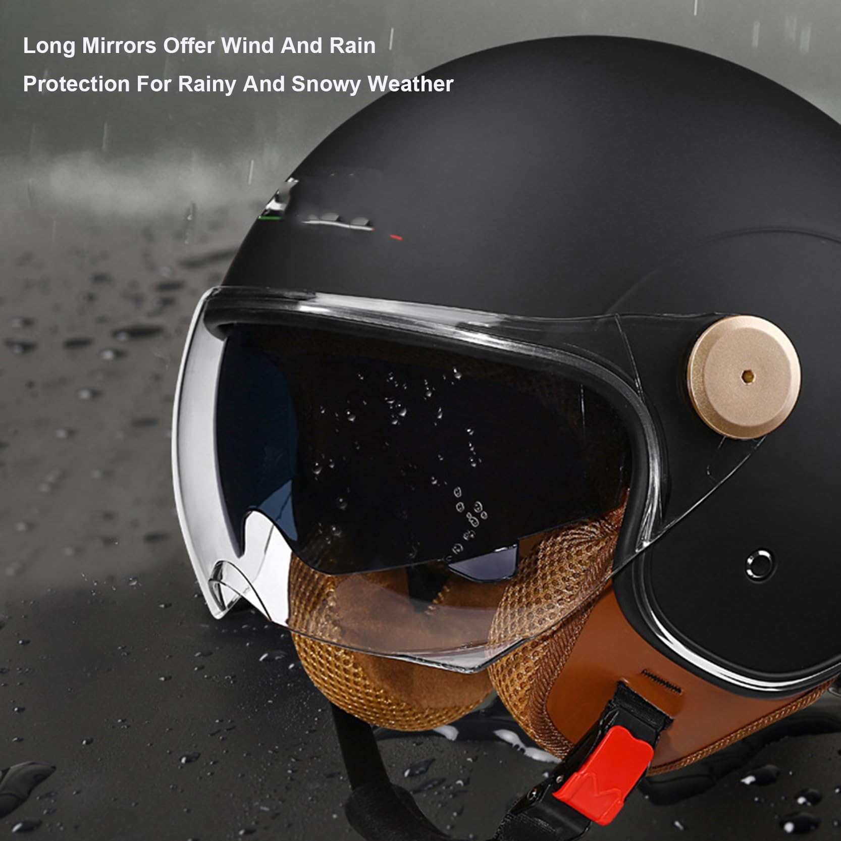 Casco da moto jet con doppia visiera, casco jet retrò, mezzo casco omologato ECE/DOT, lente lunga, for uomo e donna, scooter, cruiser, scooter