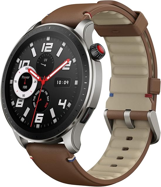 Amazfit GTR 4 Smart Watch Fitness Watch Sports Watch with 150+ Sports Modes, GPS, Bluetooth Call & Music Control, 14-Day Battery Life, Alexa Built-in, Brown Leather