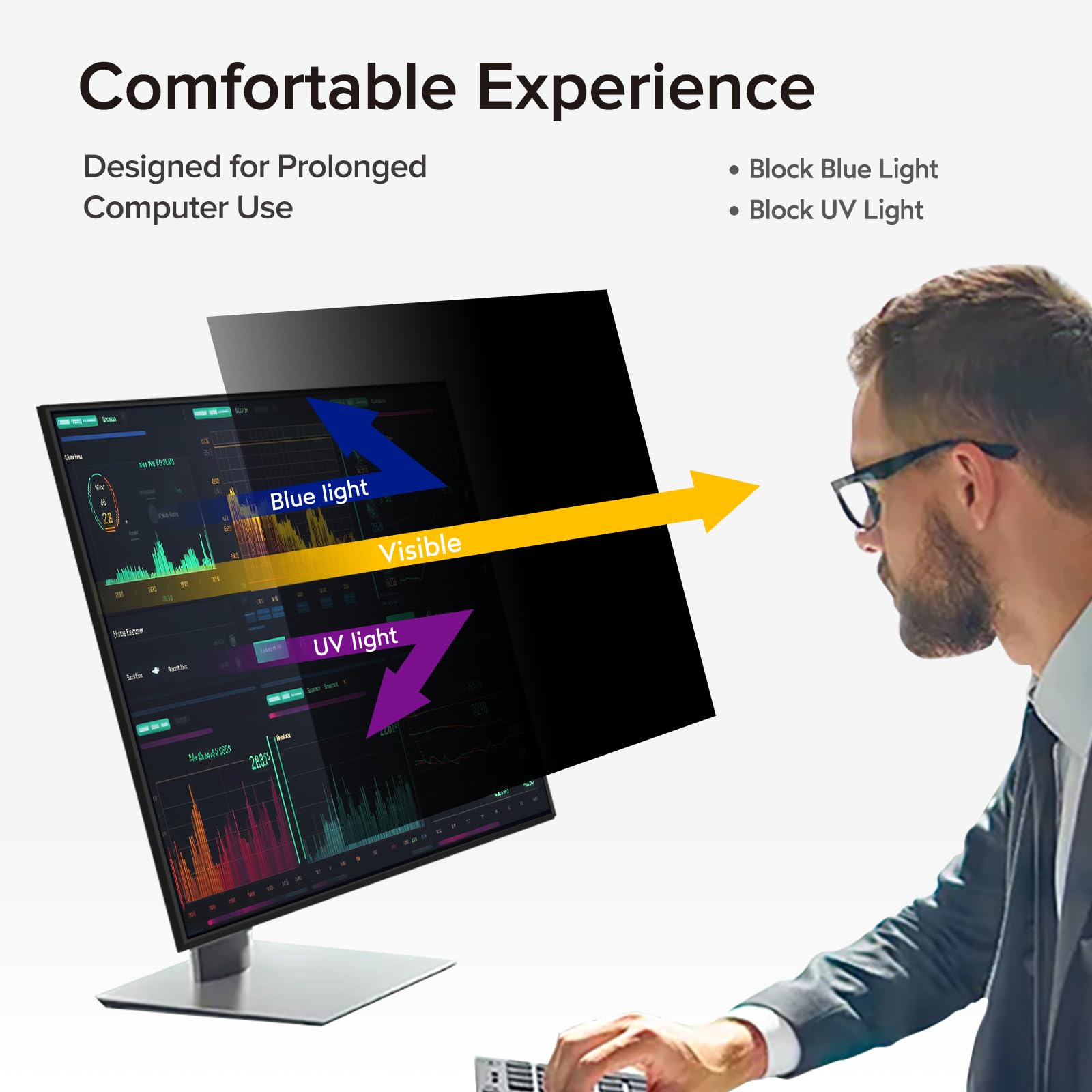 MOBDIK [2 confezioni] 23,8 pollici filtro rimovibile privacy schermo computer per 16:9 widescreen monitor - antiriflesso - antigraffio - blocco UV per protezione della riservatezza dei dati da 23,8