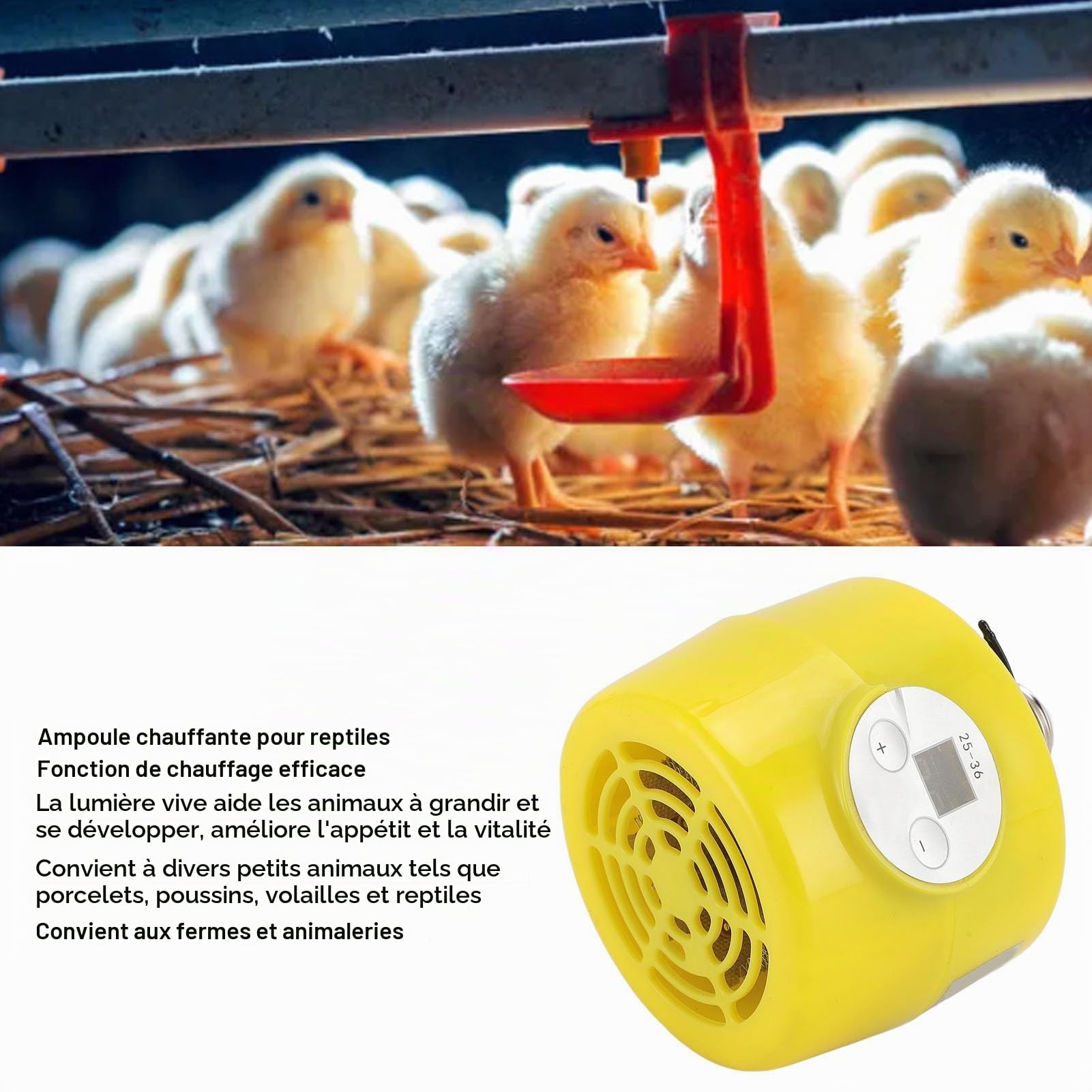Lampe Chauffante Poulailler Couveuse Poussins Volaille Ampoule Infrarouge Chauffage