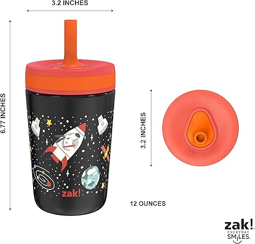 Miniatura 8 de Zak Designs Kelso - Vasos para niños pequeños para viajes o en casa, vaso de acero inoxidable aislado al vacío de 12 onzas con diseño a prueba de