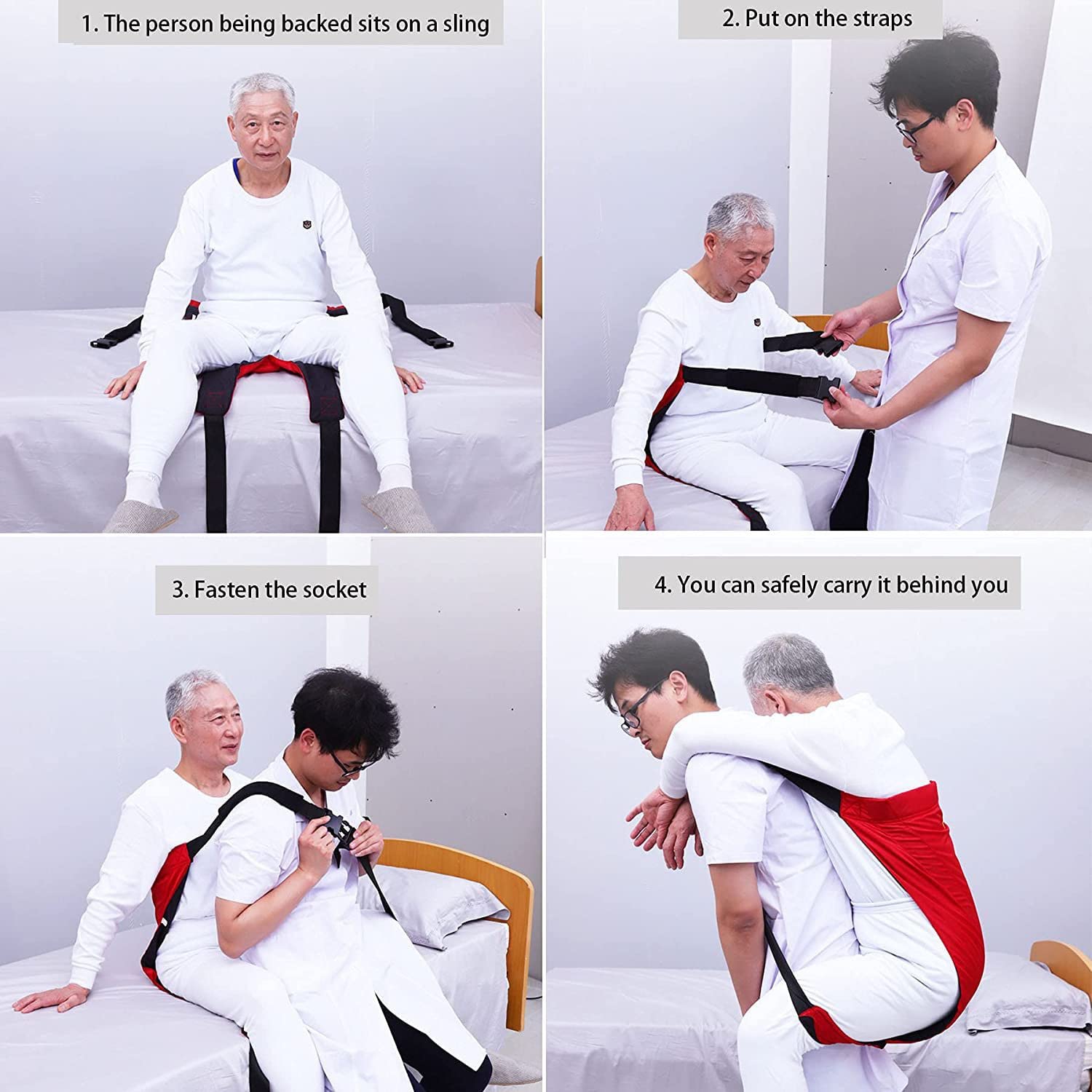 Sangle de Transport pour lève-Personne, Chaise d'évacuation d'urgence, pour Les Personnes âgées, pour Monter et descendre Les escaliers en Fauteuil Roulant