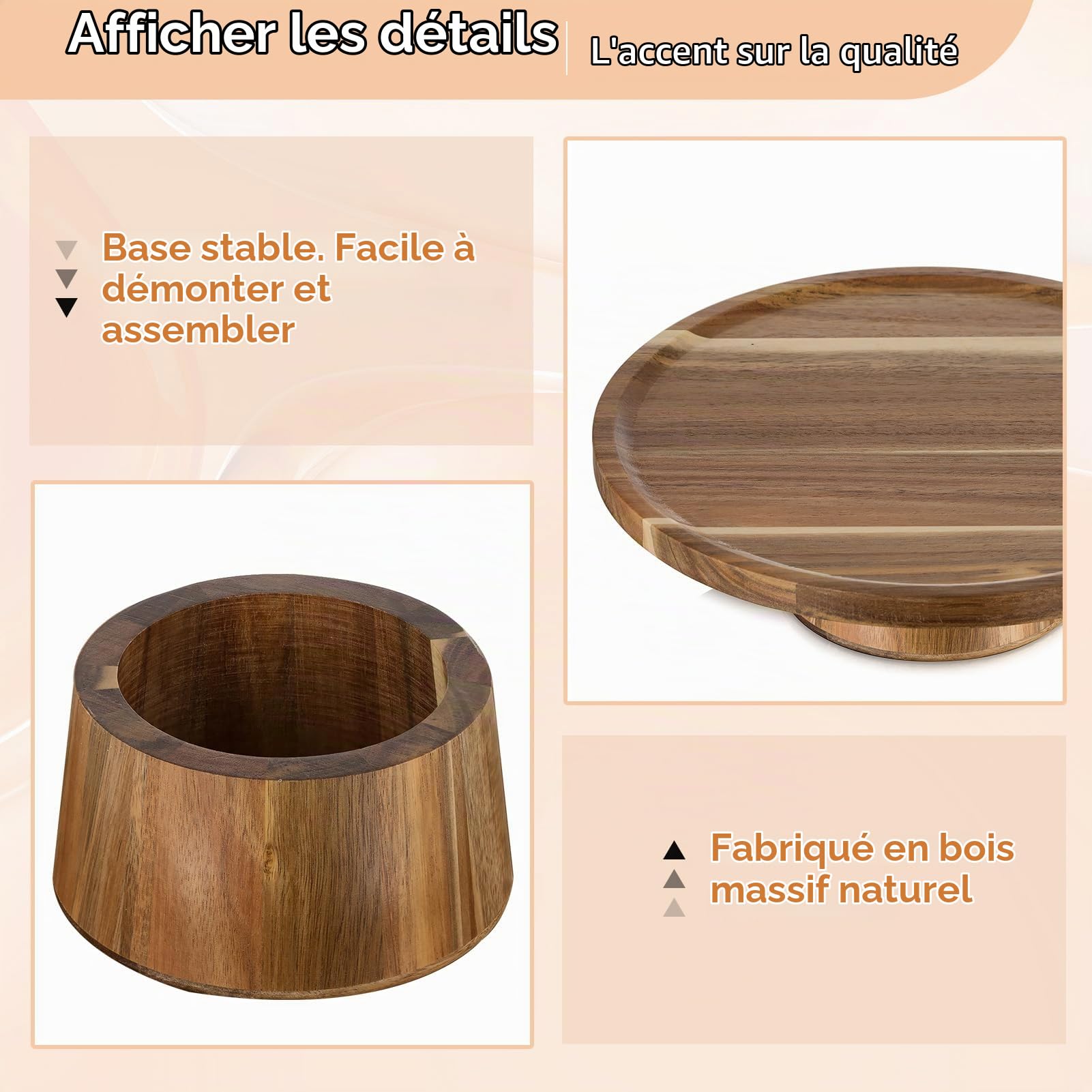 NUPTIO Support Gateau Presentoir Stand: Set de 3 Cupcake Rond Présentoir Présentoirs Gâteau Piedestal Mariage Pied Porte Bois Gâteaux
