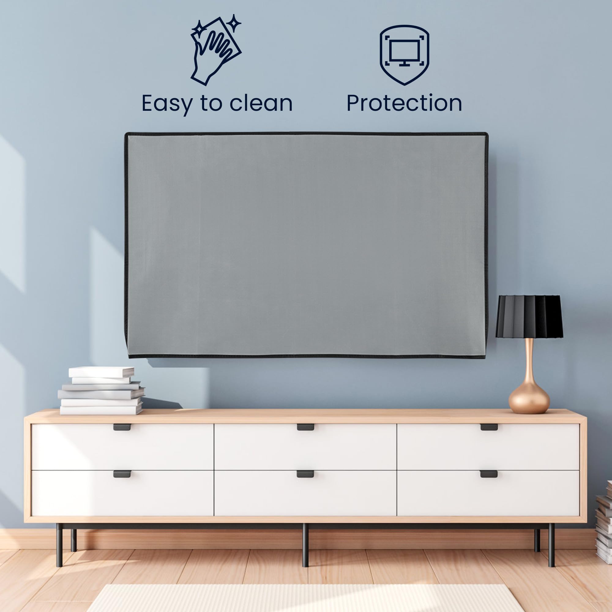 kwmobile TV Screen Cover Compatible with 43 Inch TV Screen Protector Light Grey - 2
