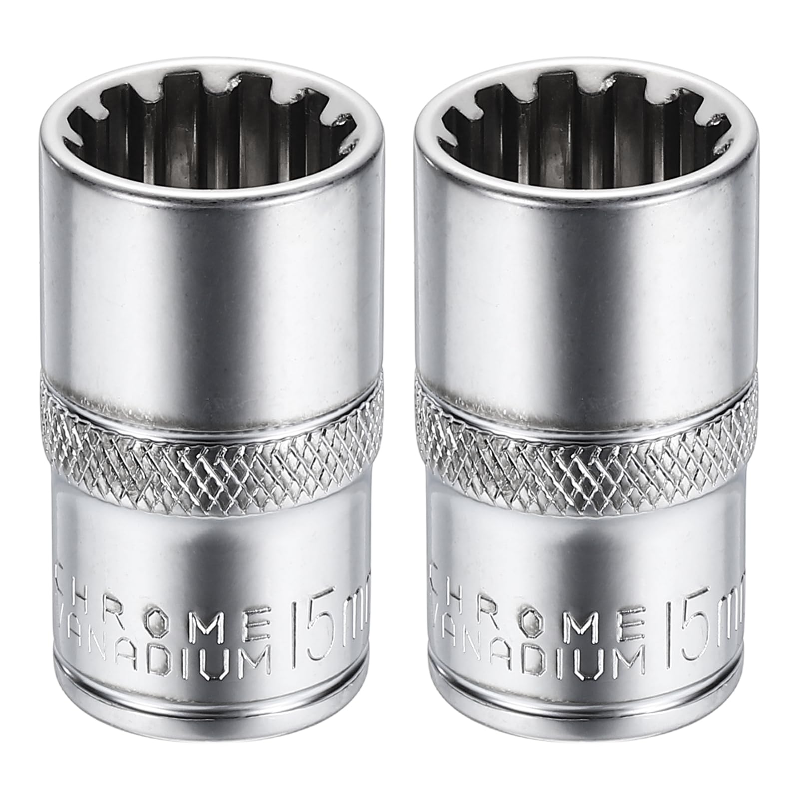 sourcing map 2pcs 12 Points Socket 15mm Shallow Socket 1.5"/38mm L
