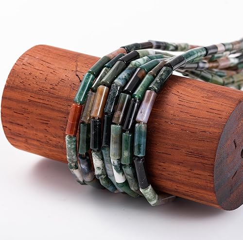 Miniatura 5 de Cuentas de tubo cilíndrico de ágata india natural, 0.157 x 0.512 in, 15.0 instr sueltas semi piedras preciosas para hacer pulseras, collares, aretes
