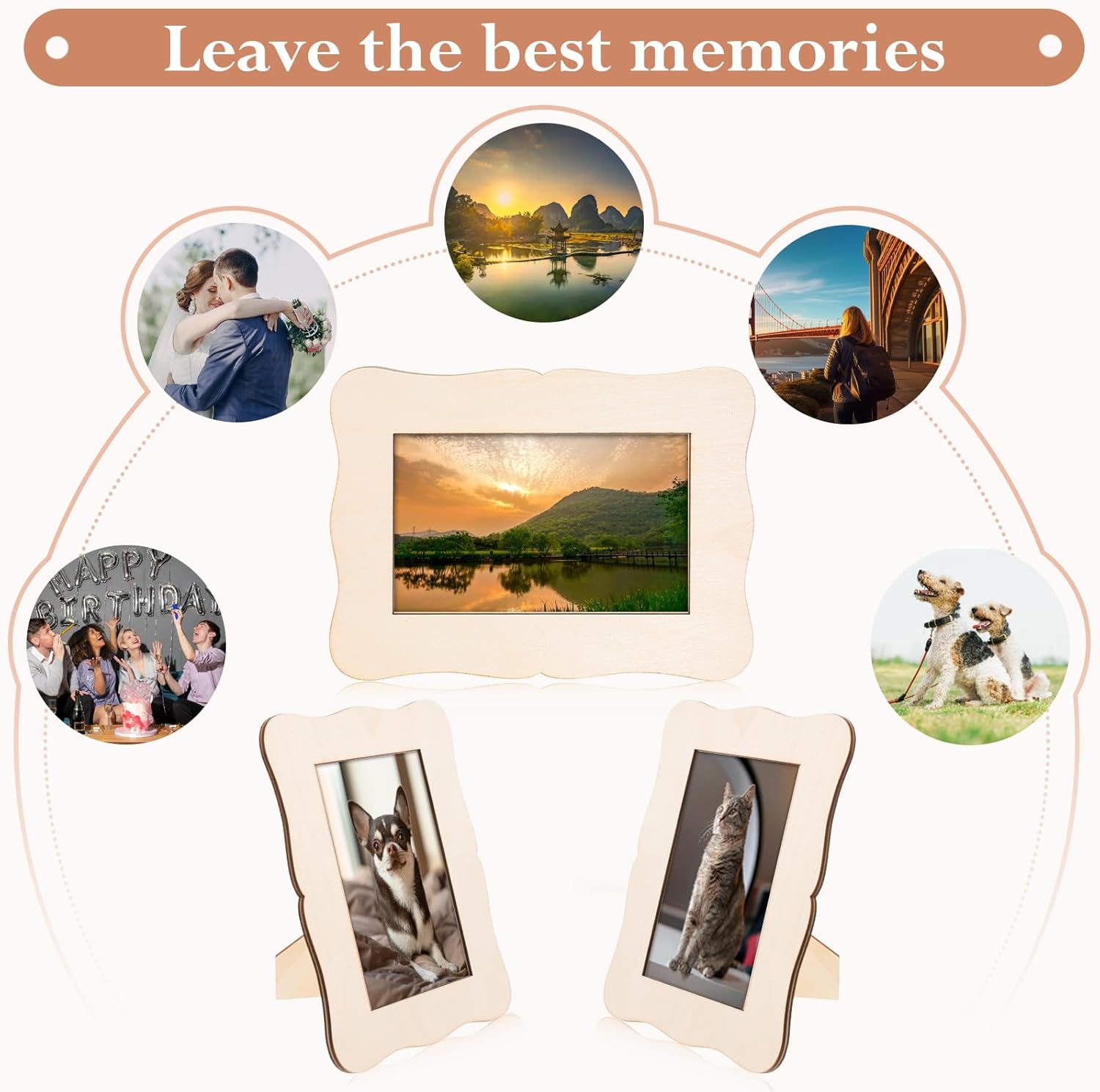 24 Packs Wooden Picture Frames 4x6 Unfinished Wooden Frames for Crafts DIY Frame for Arts, Photo Frame with Stand for Home Decor Tabletop Display