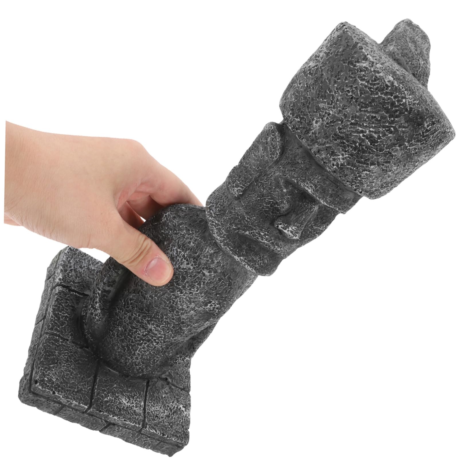 OUNONA Statua Moai Decorativa in Resina Effetto Pietra Antica per Acquario Realistica Grotta Rocciosa, per Ufficio e Casa, Stile Antico Romano