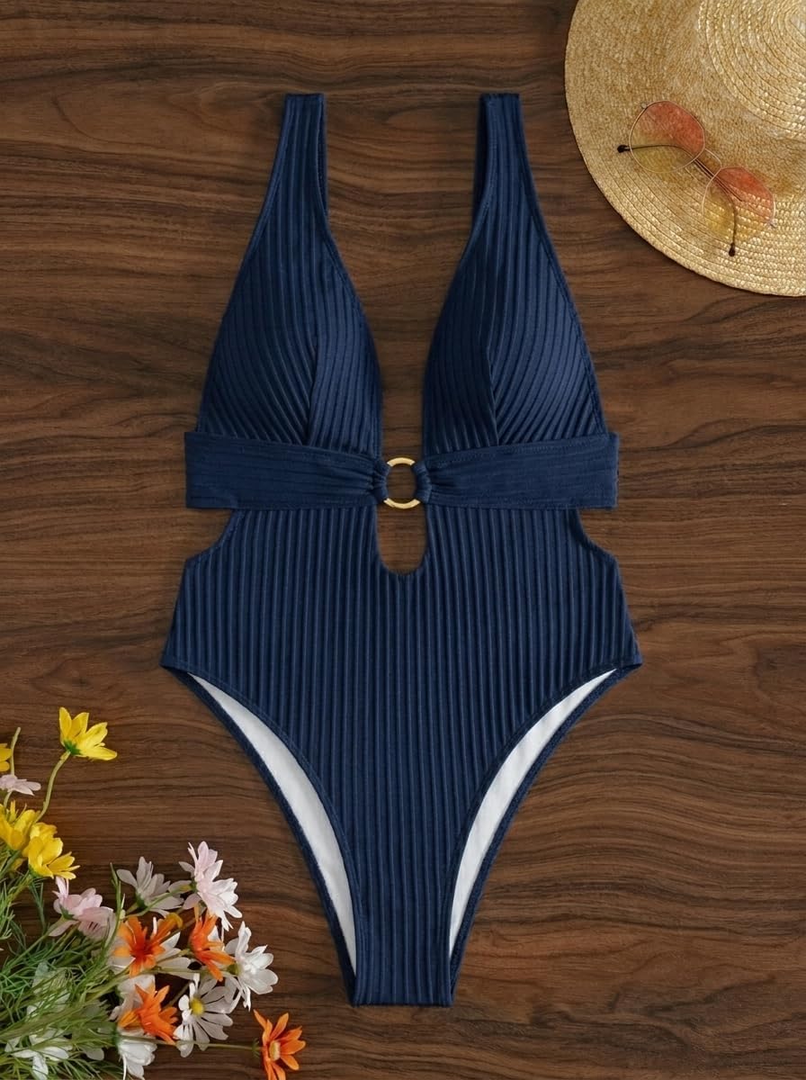 Women Sexy High Cut Cheeky One Piece Swimsuits Monokini Plunge V Neck Cutout Bathing Suit Beach Pool Party Rave Outfits