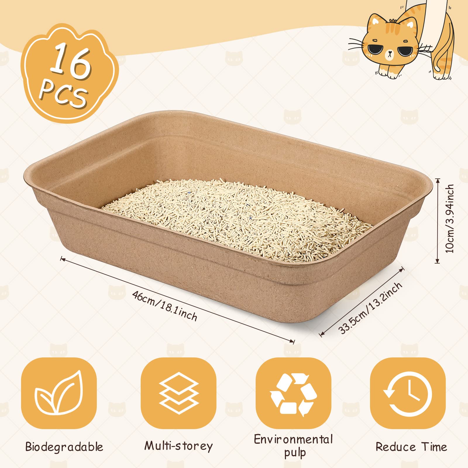 Amazon | 16個 使い捨て猫用トイレボックス キティ 使い捨てトイレ