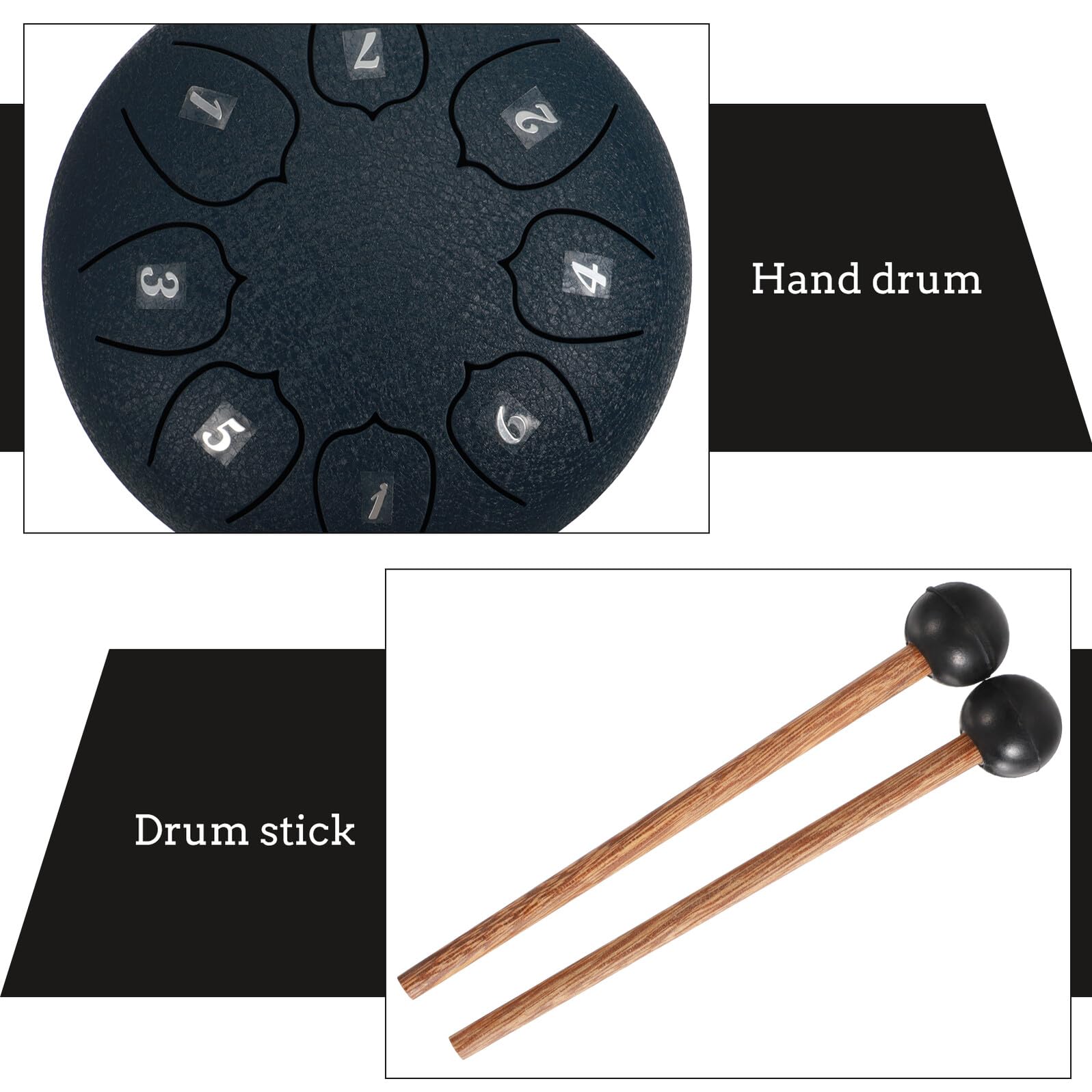 Instrumento de Handpan de Lengüeta de Acero, 8 Notas, Azul | 1 Juego Baquetas, Aleación de Acero, para Niños, Actividades de Yoga y Meditación