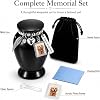 Urna Funeraria para Mascotas Pequeñas - Set de 8 Piezas de Aluminio Negro con Marco para Foto, Alas de Ángel y Dije de Corazón, Tapa Hermética - Regalo de Condolencias para Dueños de Mascotas 5