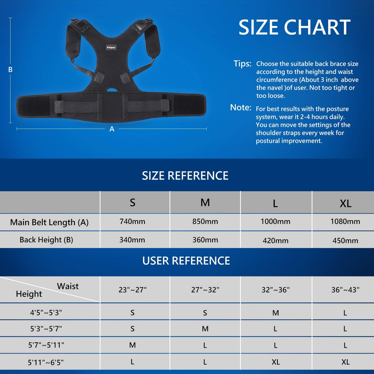 Creative Product Unigear Back Brace Posture Corrector with Fully Adjustable Straps, Improve Posture and Provide Lumbar Support to Reduce Lower and Upper Back Pains, for Men and Women (Small)