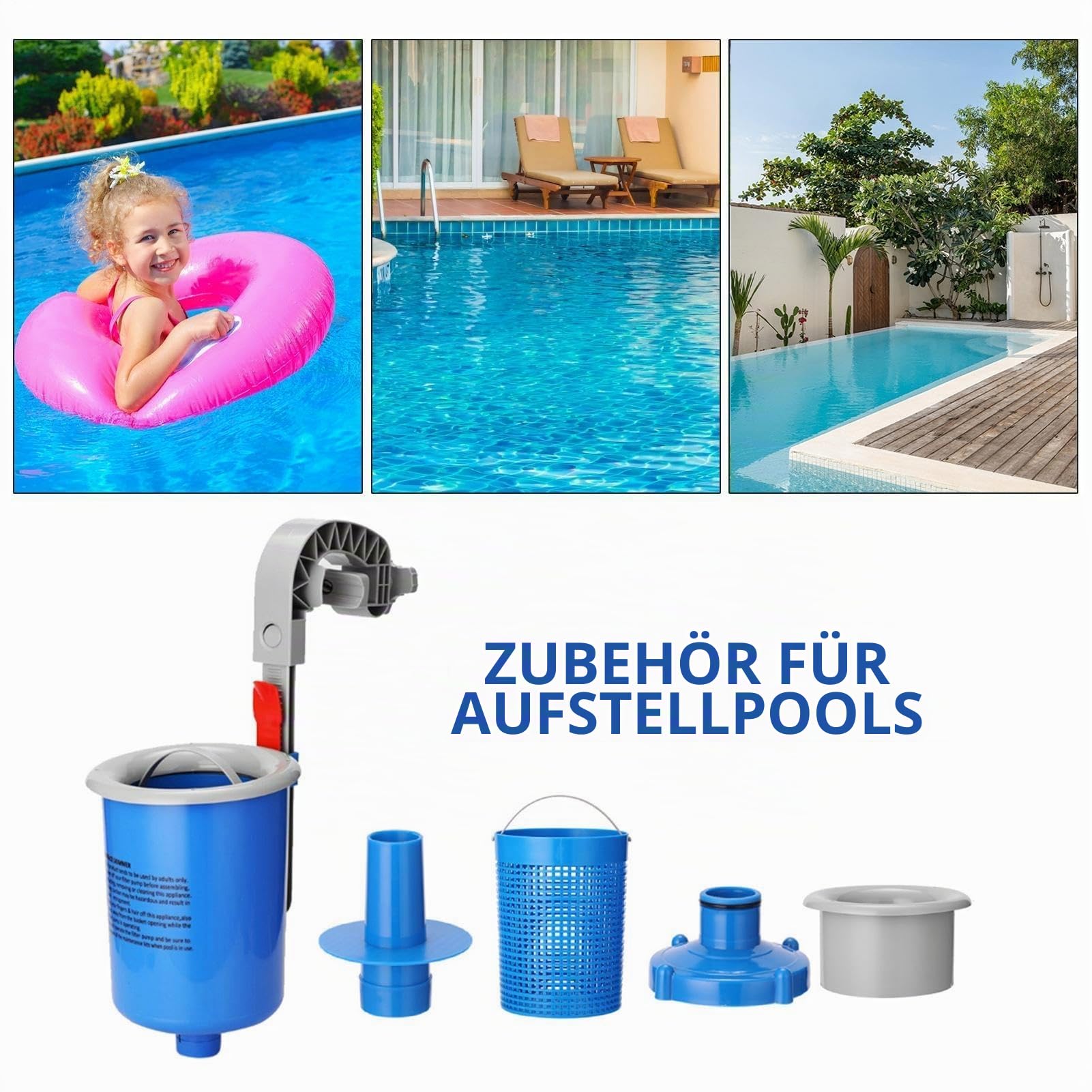 Automatischer Pool Oberflächenskimmer zur Wandmontage – Einhängeskimmer für Aufstellbecken – Effektiver Blattsammler & Schmutzentferner für kristallklares Wasser – Robustes Poolreiniger Zubehör