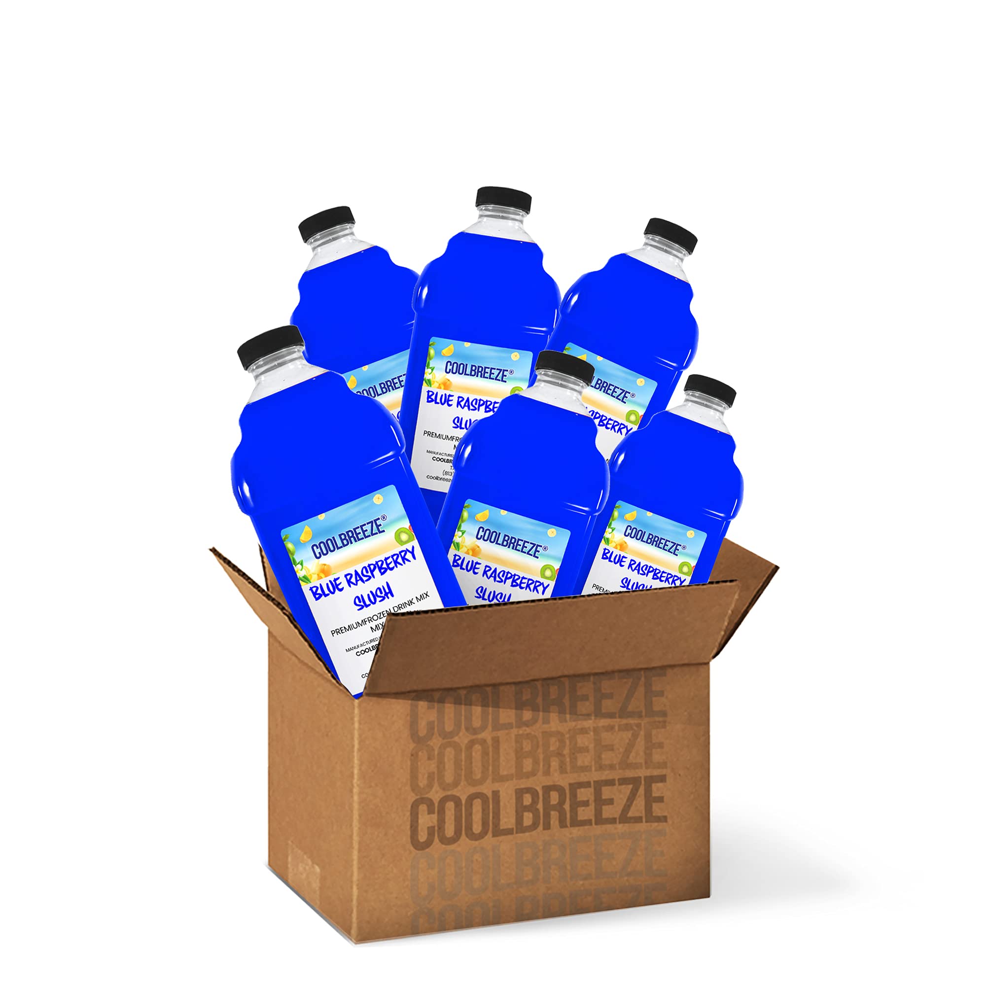 Coolbreeze Beverages Blue Raspberry Slush Ready to Use Frozen Drink Machine Mix, Granita, Slushy Flavor Syrup - (One Case)