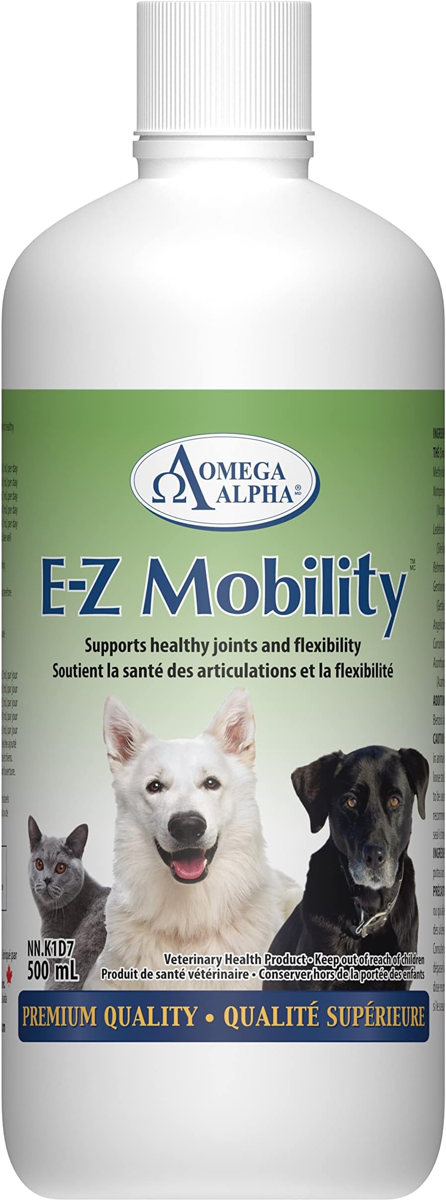Omega Alpha E-Z Mobility Liquid 500mL for Pets, Hip & Joint Supplement for Dogs & Cats with MSM & Turmeric, Supports Flexibility & Muscle Comfort Daily