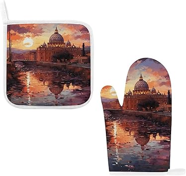 Rome Sunset Oven Mitt and Pot Holders Set