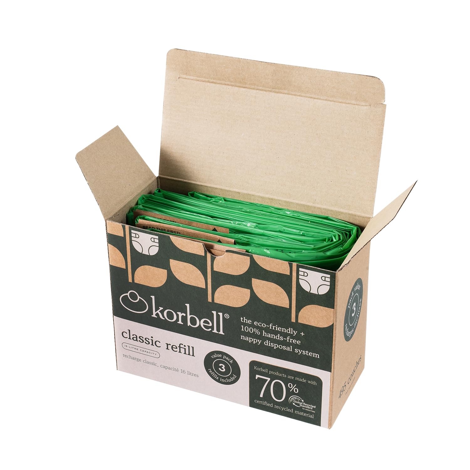 Korbell - Ricarica pattumiera per pannolini Korbell 16 L ecologica