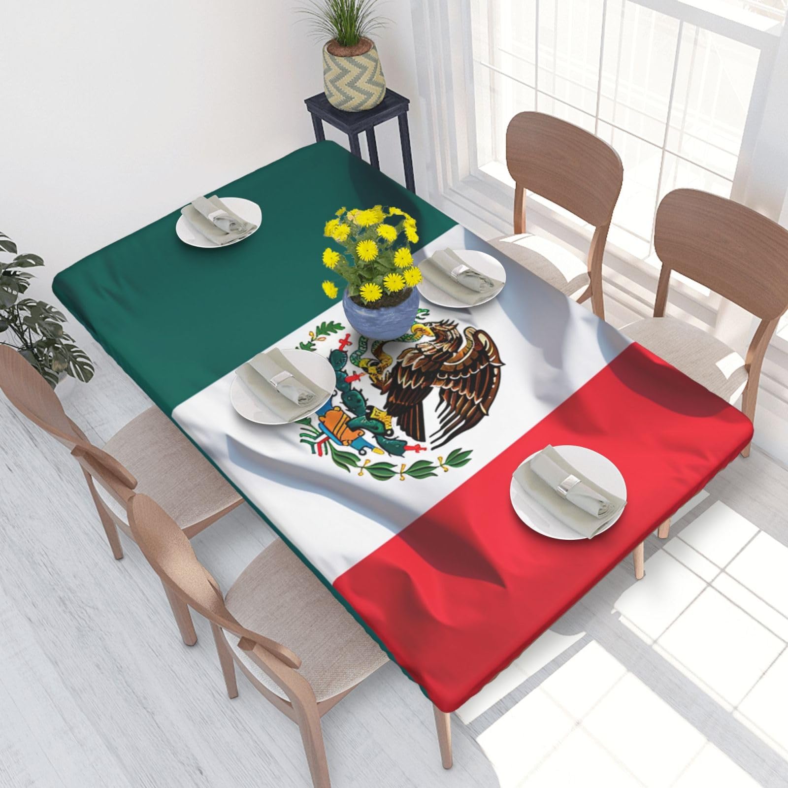 WPKJU Flag of Mexico Printed Tablecloths 4ft Rectangular Table Covers Washable Polyester Decorative Table Cloth for Dining Table Picnic Wedding