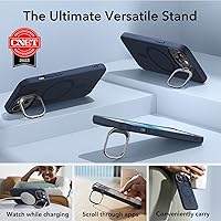 Vista 5 de ESR Funda para iPhone 15 Plus, funda de silicona MagSafe con soporte, protección de grado militar, soporte integrado para cámara, funda magnética