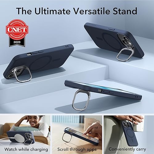Vista 188 de ESR - Funda para iPhone 15 compatible con MagSafe, funda protectora de grado militar con soporte integrado, cubierta trasera resistente a