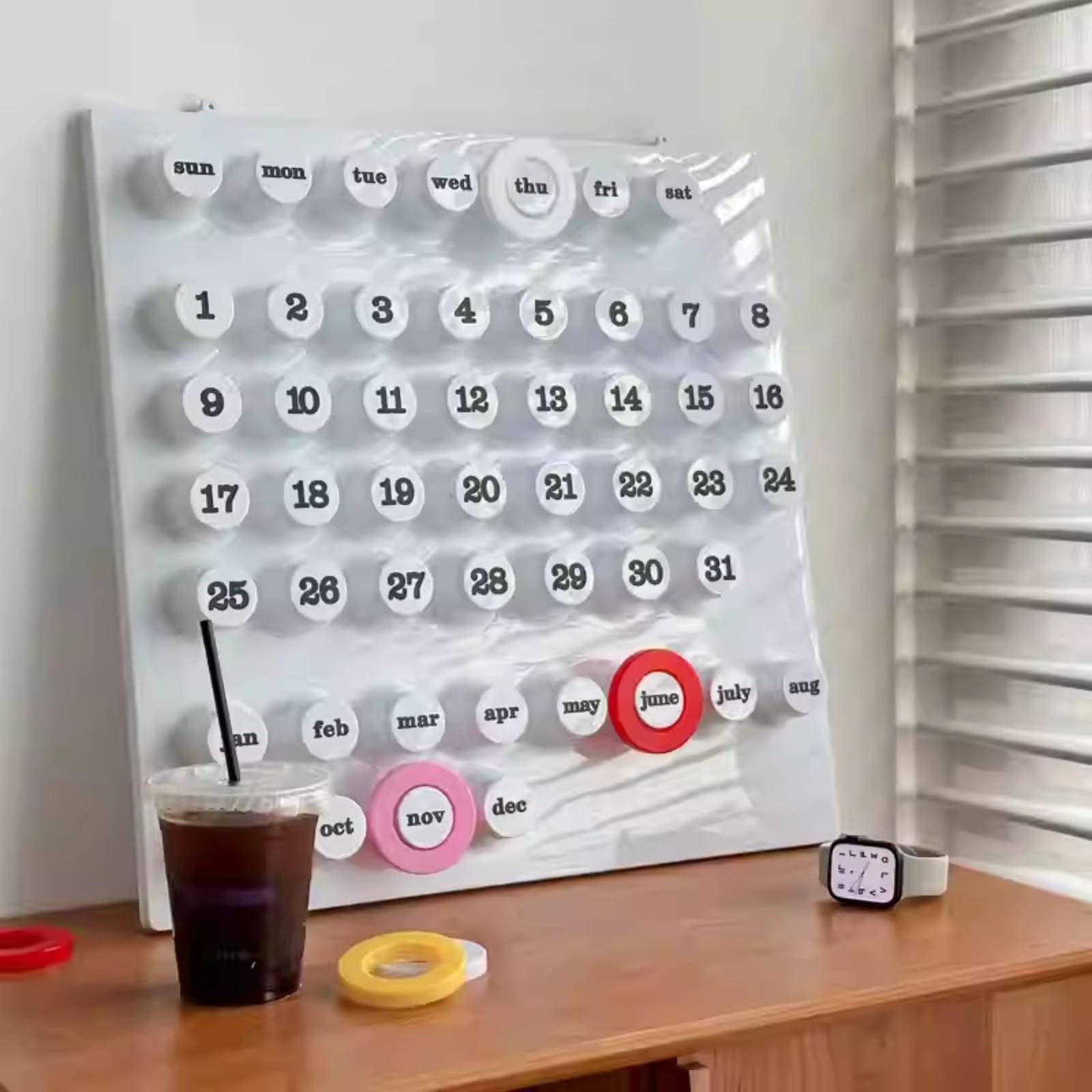 Vintage Tischkalender Retro Endlos Kalender Schreibtischkalender Organisationswerk Tisch-dekoration Funktion mit Einzigartigem 3D Design für Büro Wohnzimmer Studienzimmer Geschenk, Green
