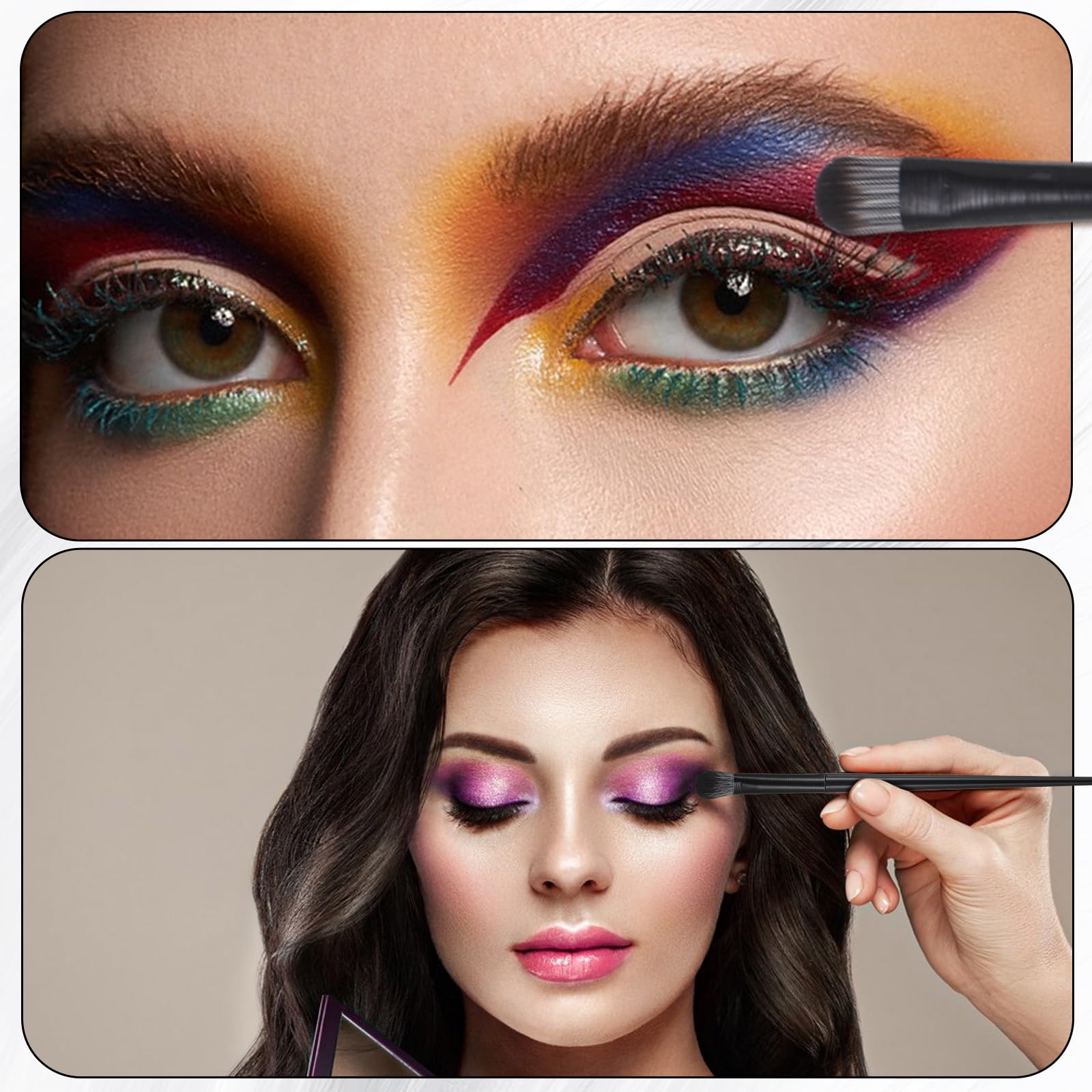 YUXIANLB 10-częściowy zestaw z pędzelkami do eyelinera, oczu, eyelinerem, aplikatorem, narzędziem do eyelinera, skrzydełka, narzędzie do precyzyjnego zakrzywienia, płaski, ultracienki pędzel z
