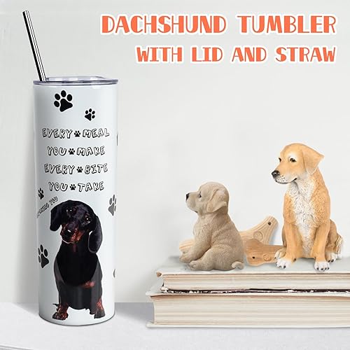 Miniatura 6 de Vasos aislados con diseño de perro salchicha  Cada comida que hagas, I'll Be Watching You  Vasos divertidos de té para perros de 20 onzas, regalo de