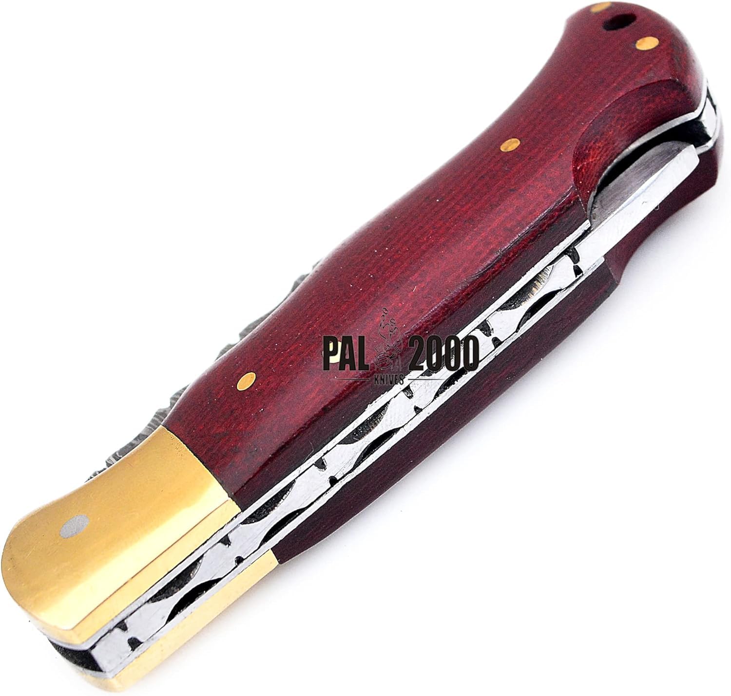 PAL 2000 KNIVES Coltello tascabile pieghevole in acciaio Damasco fatto a mano personalizzato con fodero 4007