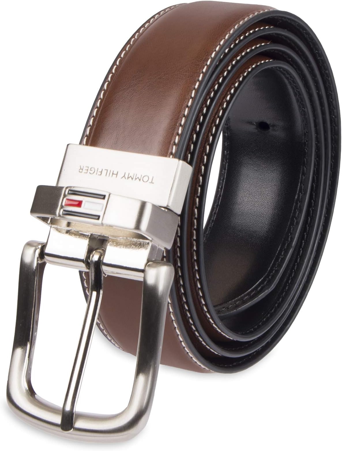 Men's Reversible Leather Belt, 2‑in‑1 Design for Dress Or Casual Wear