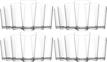 Clear Drinking Glasses - Unbreakable Acrylic Glasses Drinkware 18 oz set of 6 - BPA Free Dishwasher Safe Reusable Plastic Cups for Kitchen Party Outdoor Look Like Glass Pack of 4
