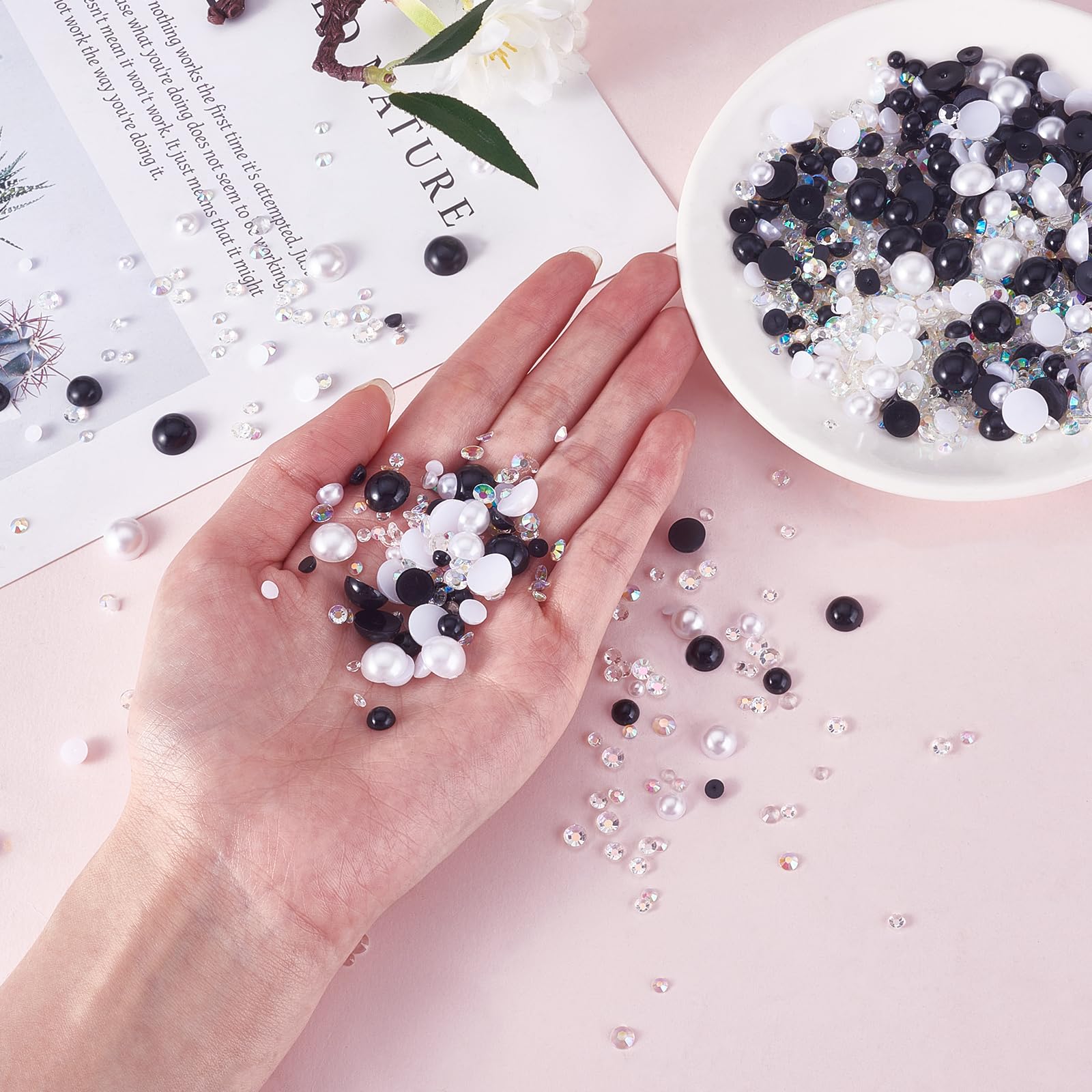 200 Pcs Accessoires De Bijoux En Perles À Dos Plat Pour L'artisanat