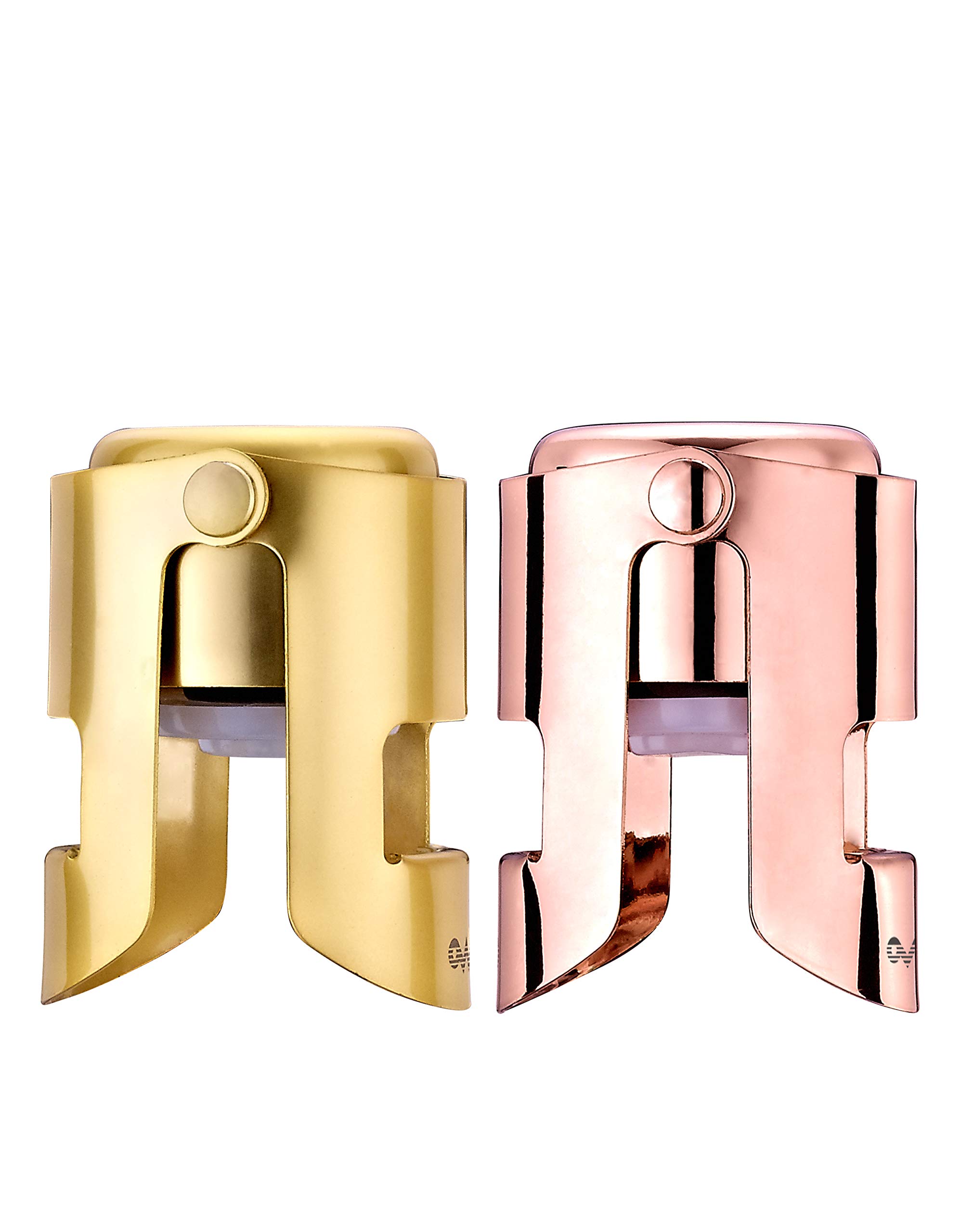 OWO Champagne Stopper, Stainless Steel Bottle Plug Sealer for Sparkling Wine, Superior Leak-Proof Bubble Retaining Saver, No Sharp Edge, No Spill, Fizz Saver, Passed Press Test (Rosegold&Gold)