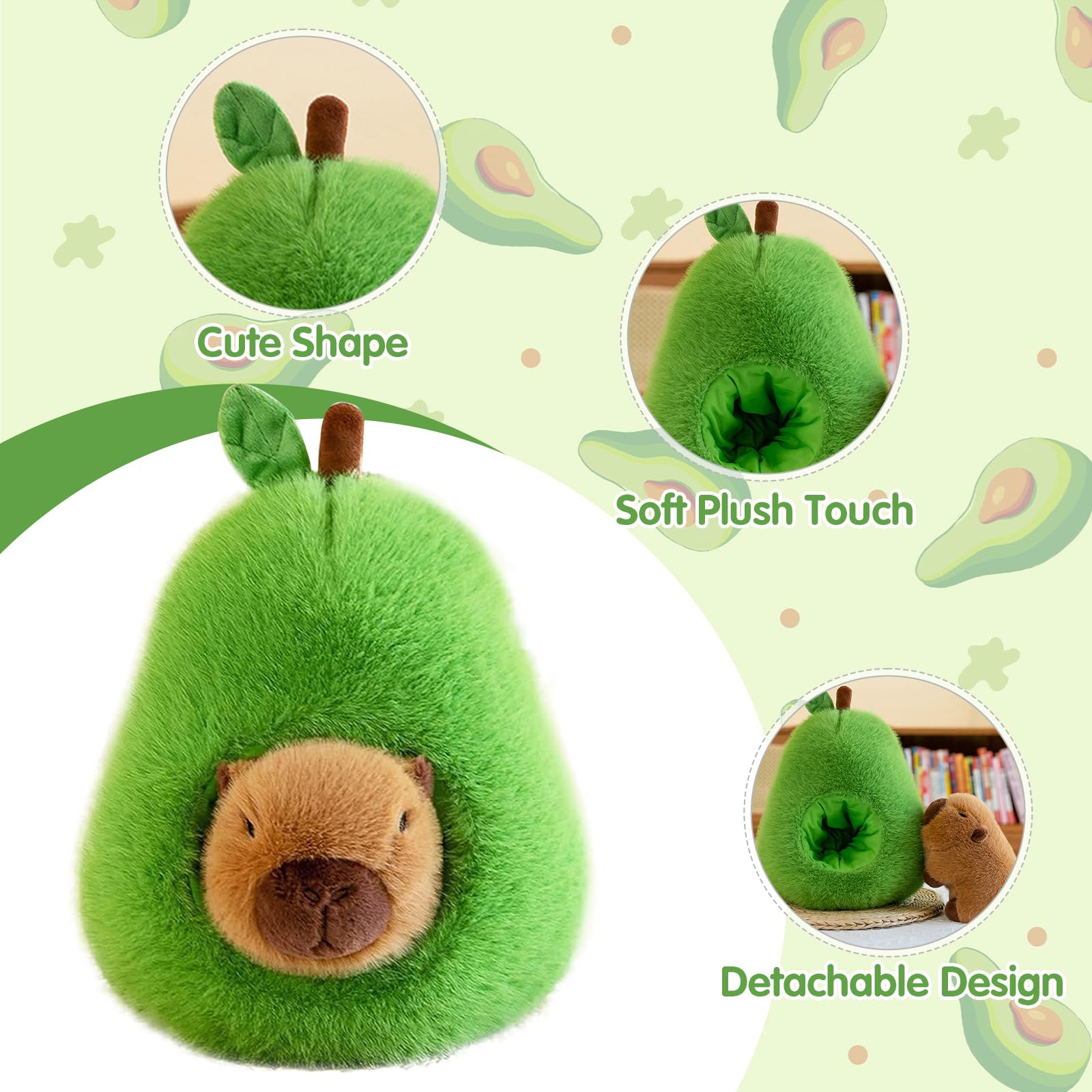 Capybara Plüschtier 2-in-1 Als Avocado – Super Weich, Abnehmbar, Ca. 35 Cm Groß (gelb & Andere Farben)