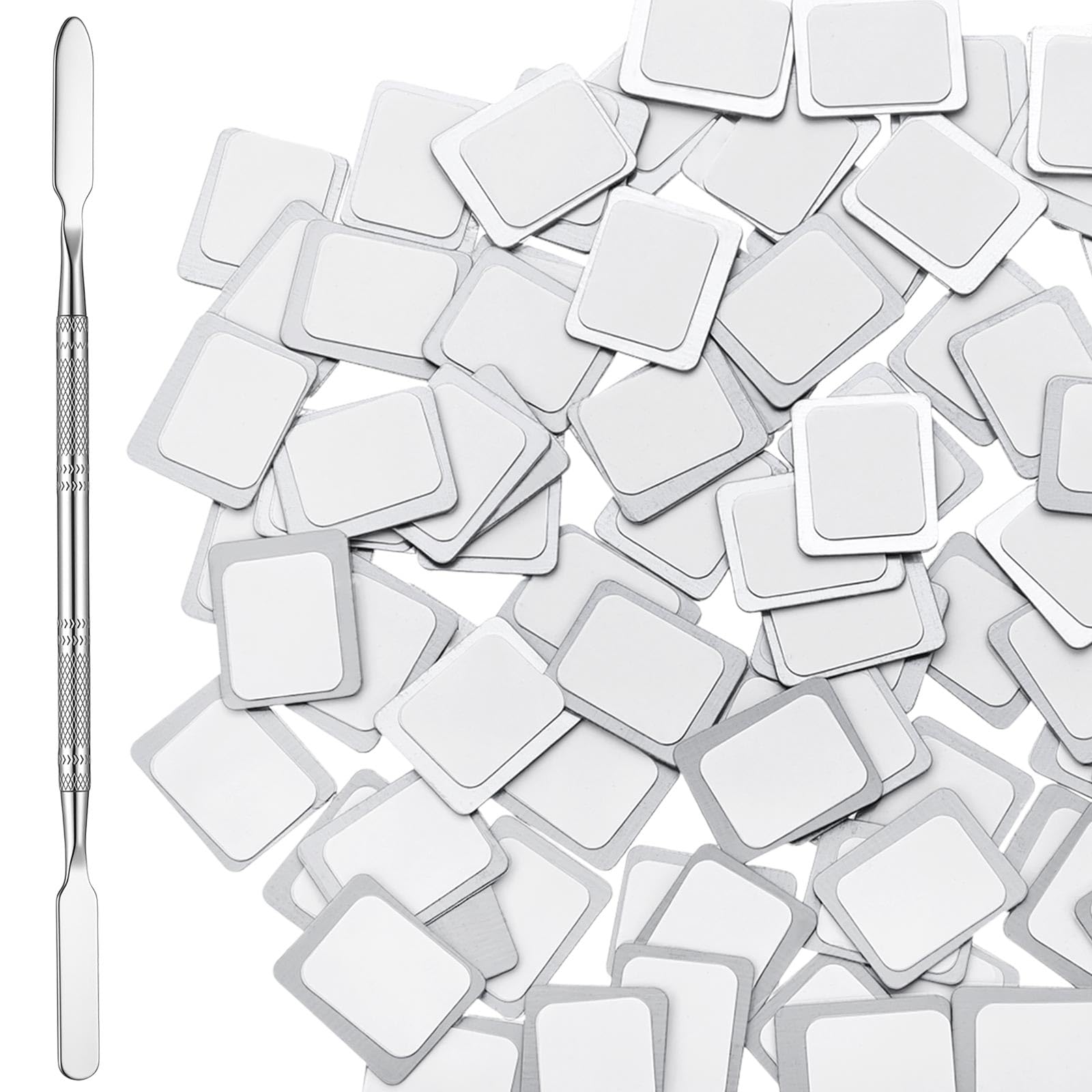 Sumind 101 Pack Metal Stickers for Eyeshadow Palette,100 Pcs Round 100 Pcs Square
