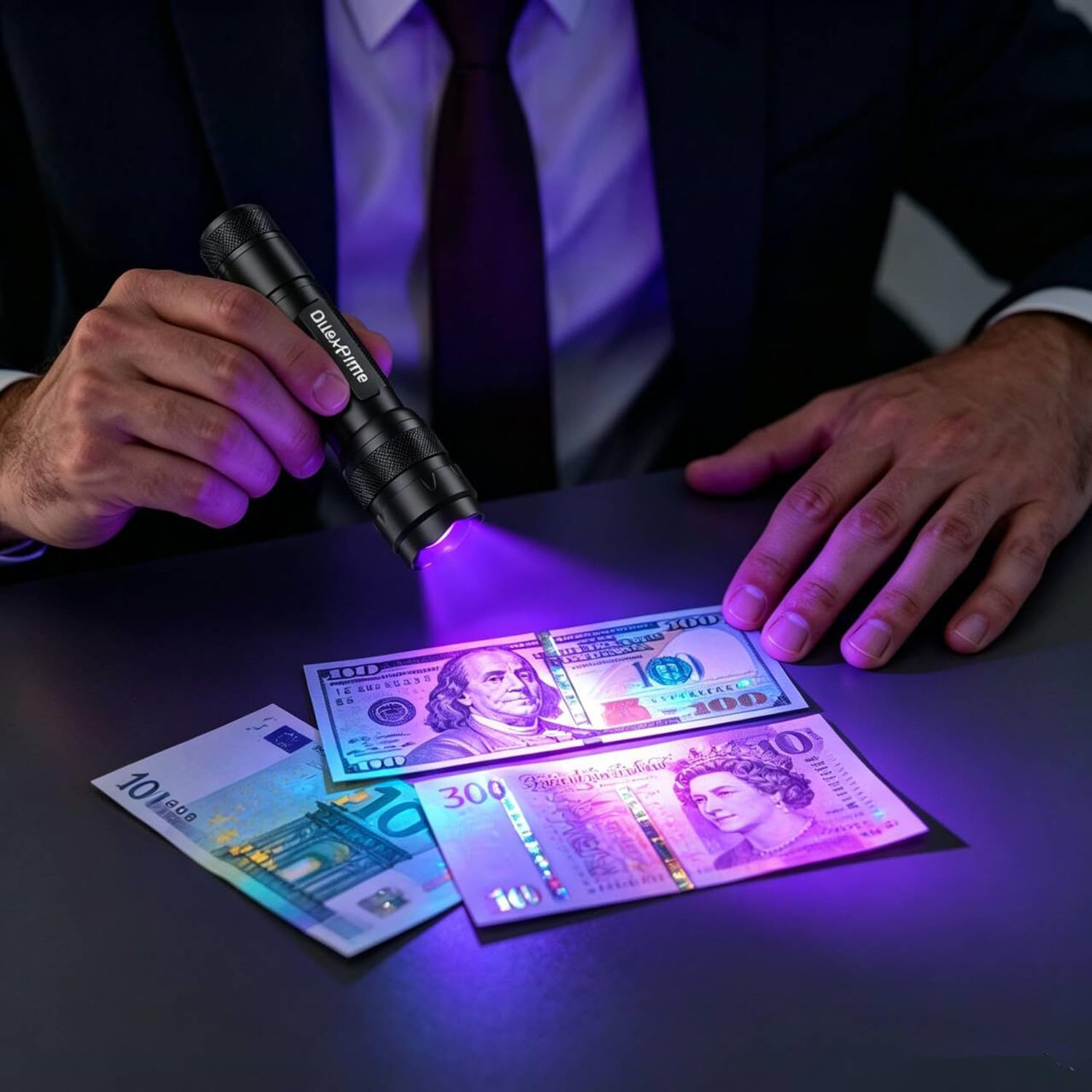 DULEX Linterna UV de luz negra, 365nm UV Led Blacklight linternas y cargador de baterías recargables para uso profesional/comercial