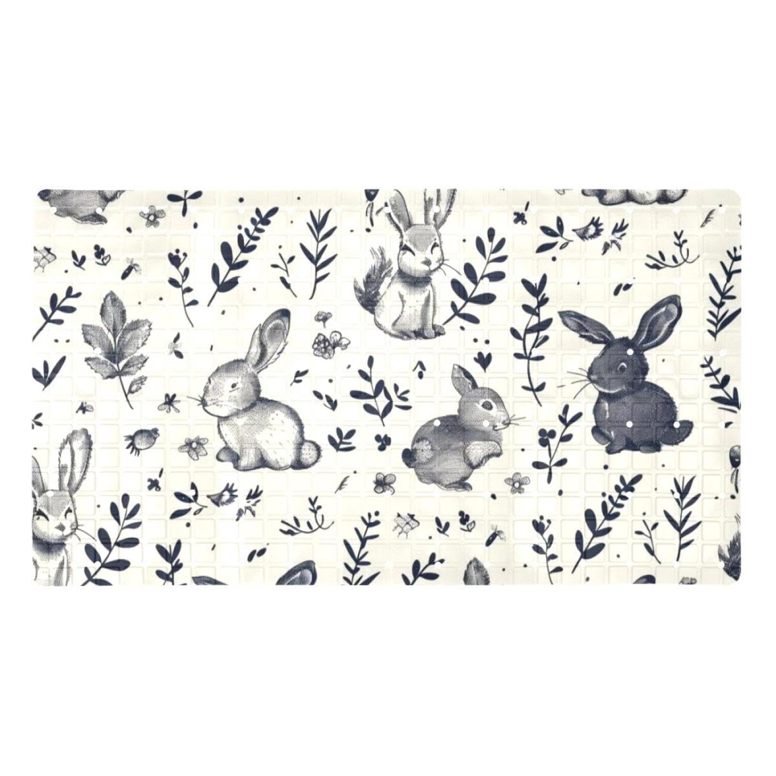Alfombrilla de baño de secado rápido con ventosas y diseño de conejo