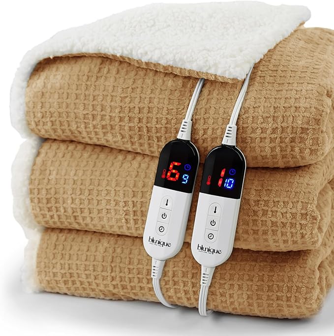 Electric Blanket King Waffle, 90x100 Inches, Beige King