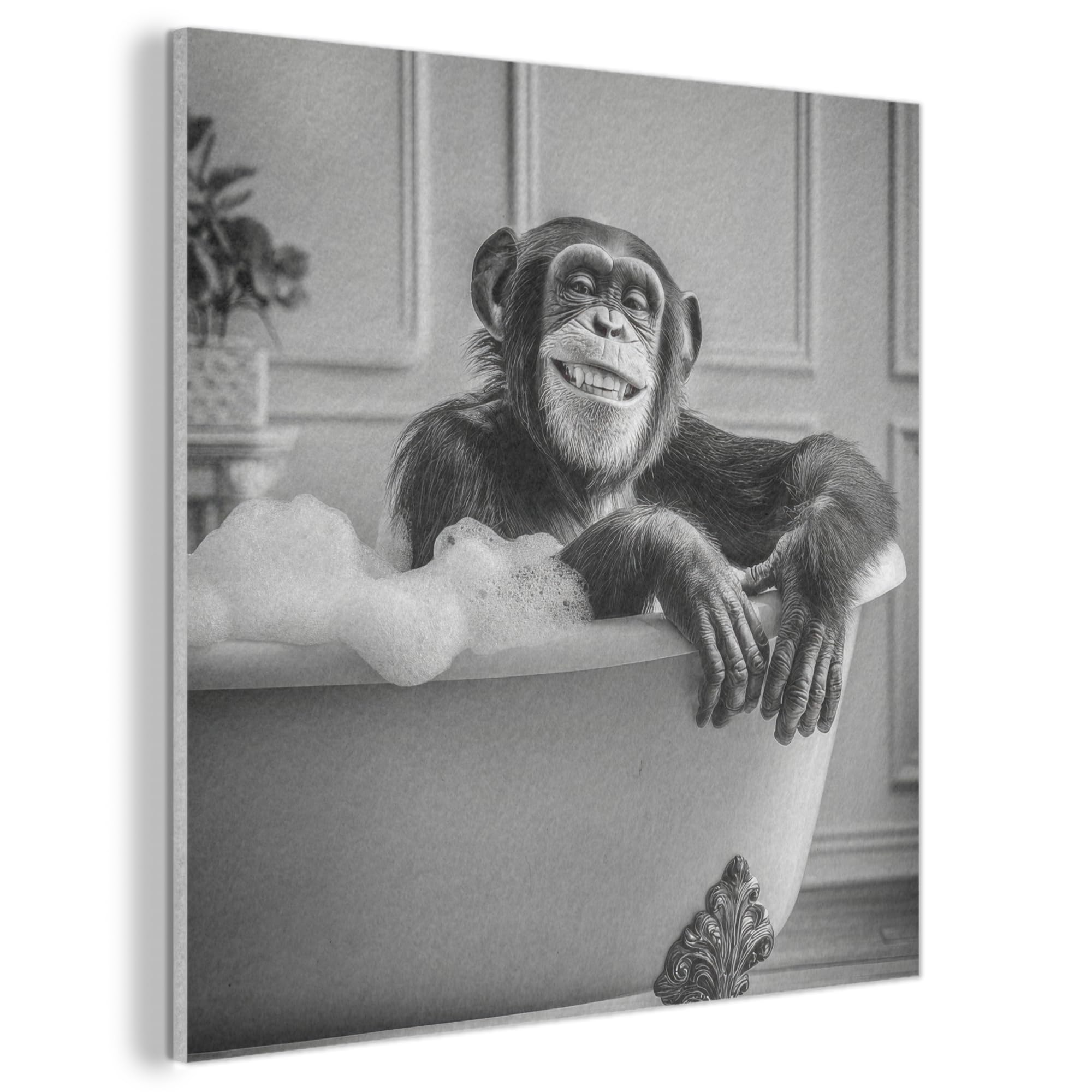 MuchoWow© Felt Panel 50x50 cm Wall Art Home Decor Painting for Living Room Gifts Hallway Decoration Chimpanzee - Bath - Foam - Smile