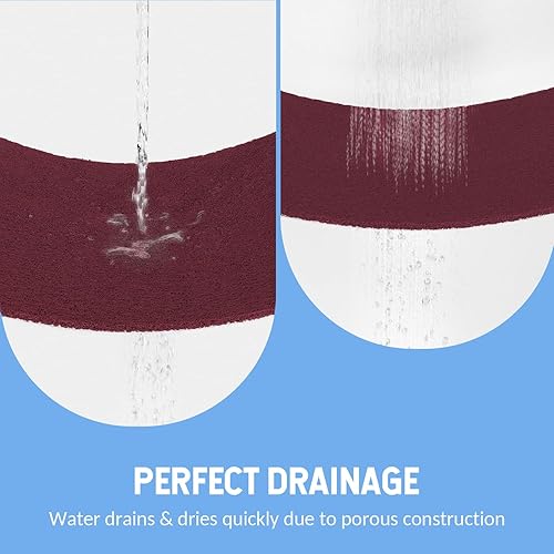 Miniatura 6 de Paquete de 2 tapetes antideslizantes de secado rápido para tina y ducha, tapetes exfoliantes para pies, para baño, cocina u hotel, rojo vino, 24 x